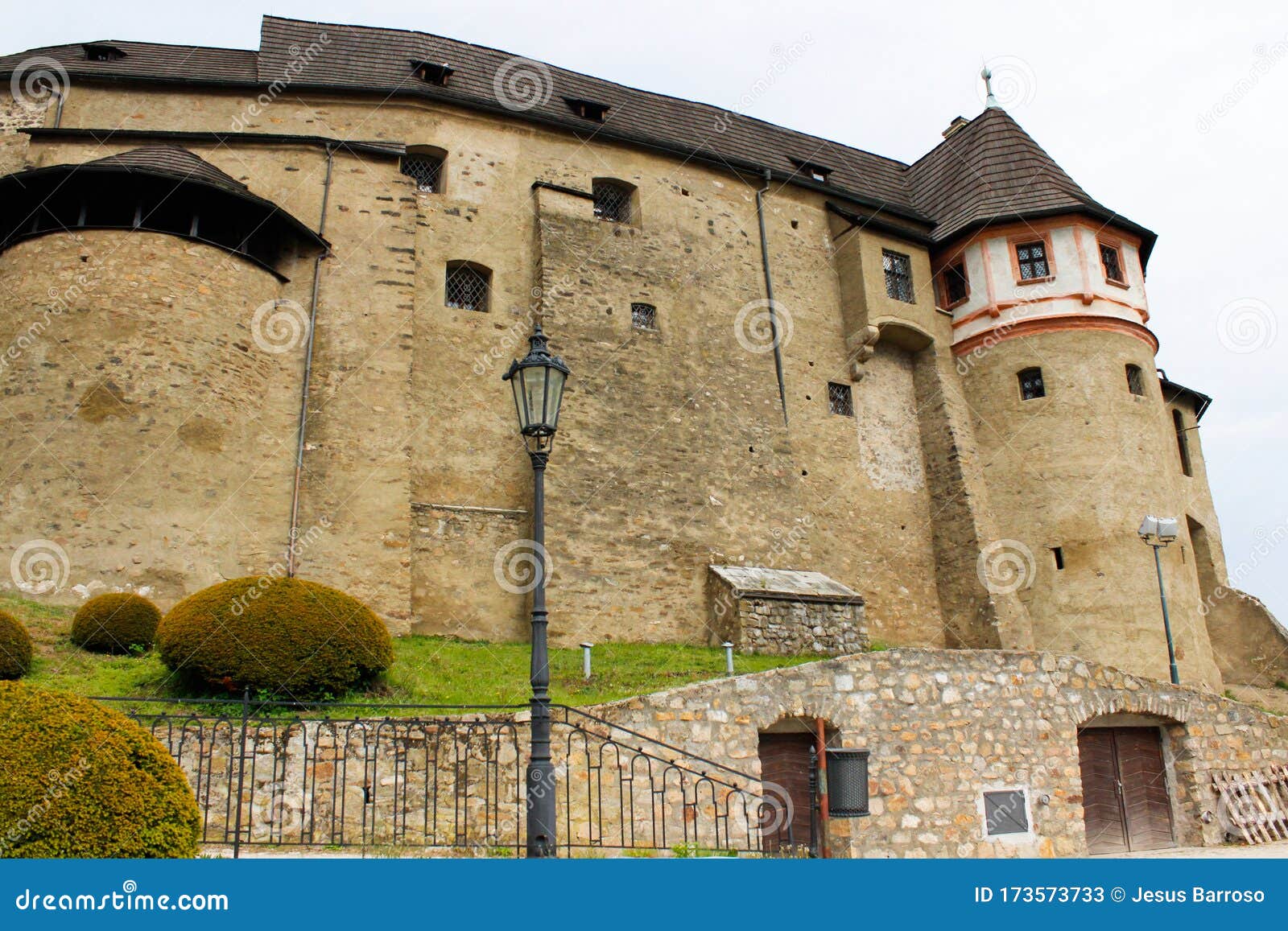 facade of loket castle, a 12th century gothic castle in the small village of loket, czech republic