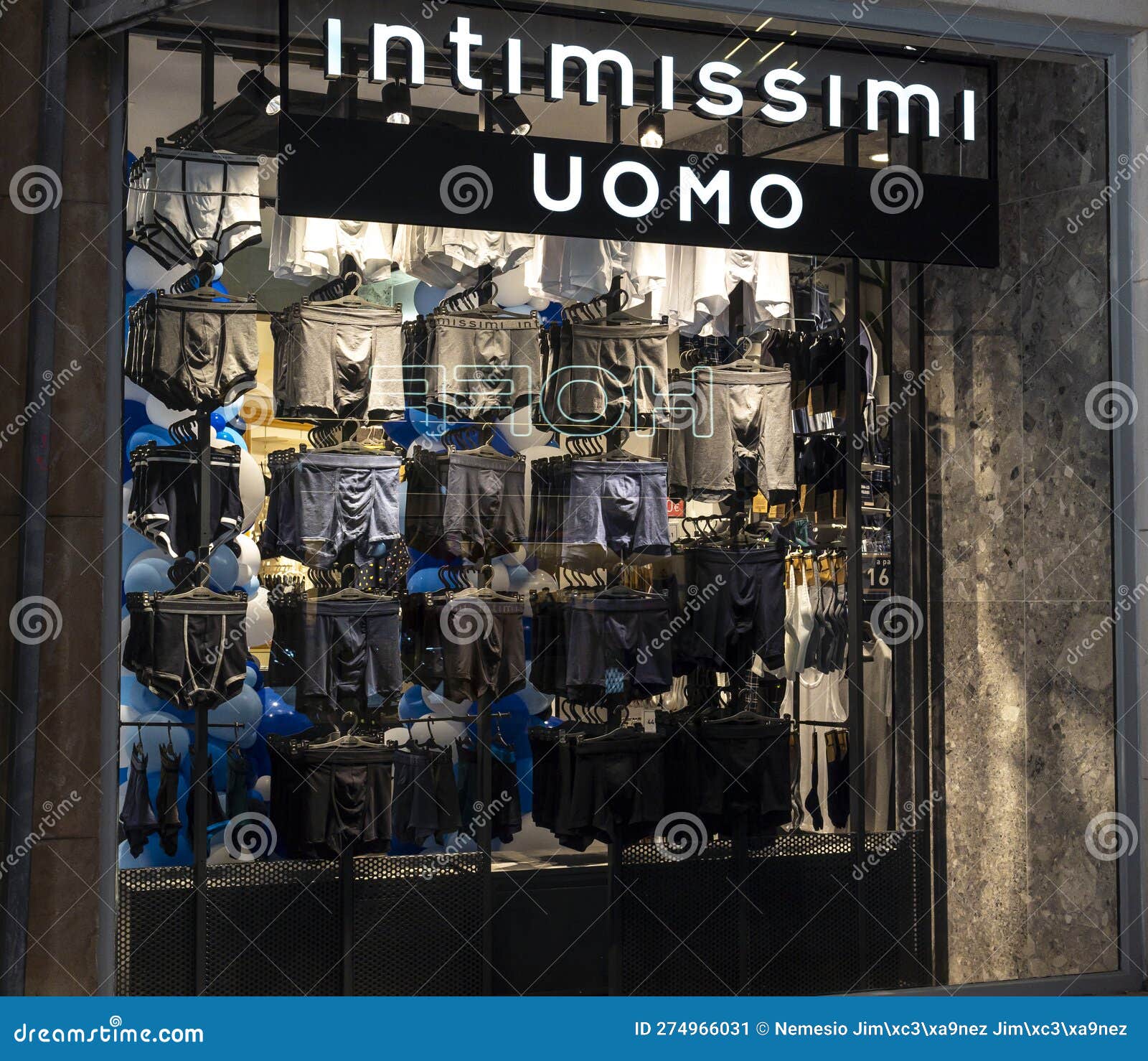 Facade of the Masculine Lingerie Shop Intimissimi Uomo Editorial