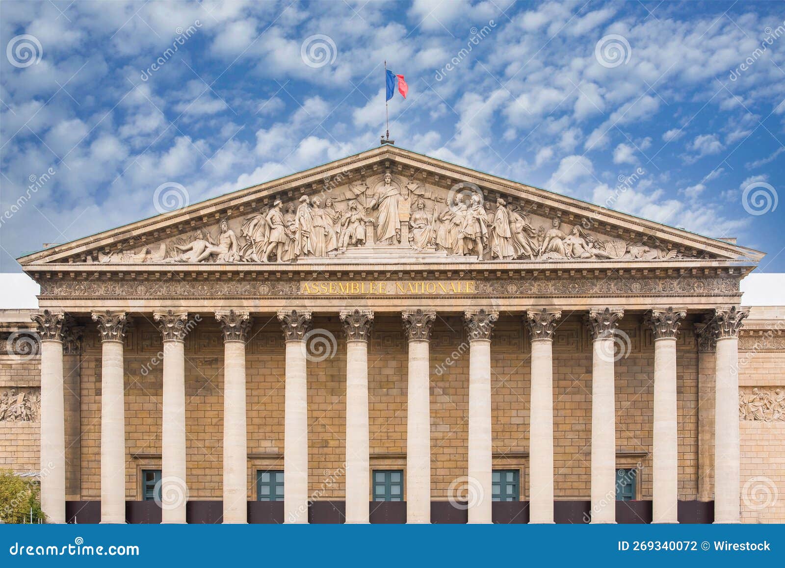 Facade of the National Assembly of France in Paris Stock Photo Image