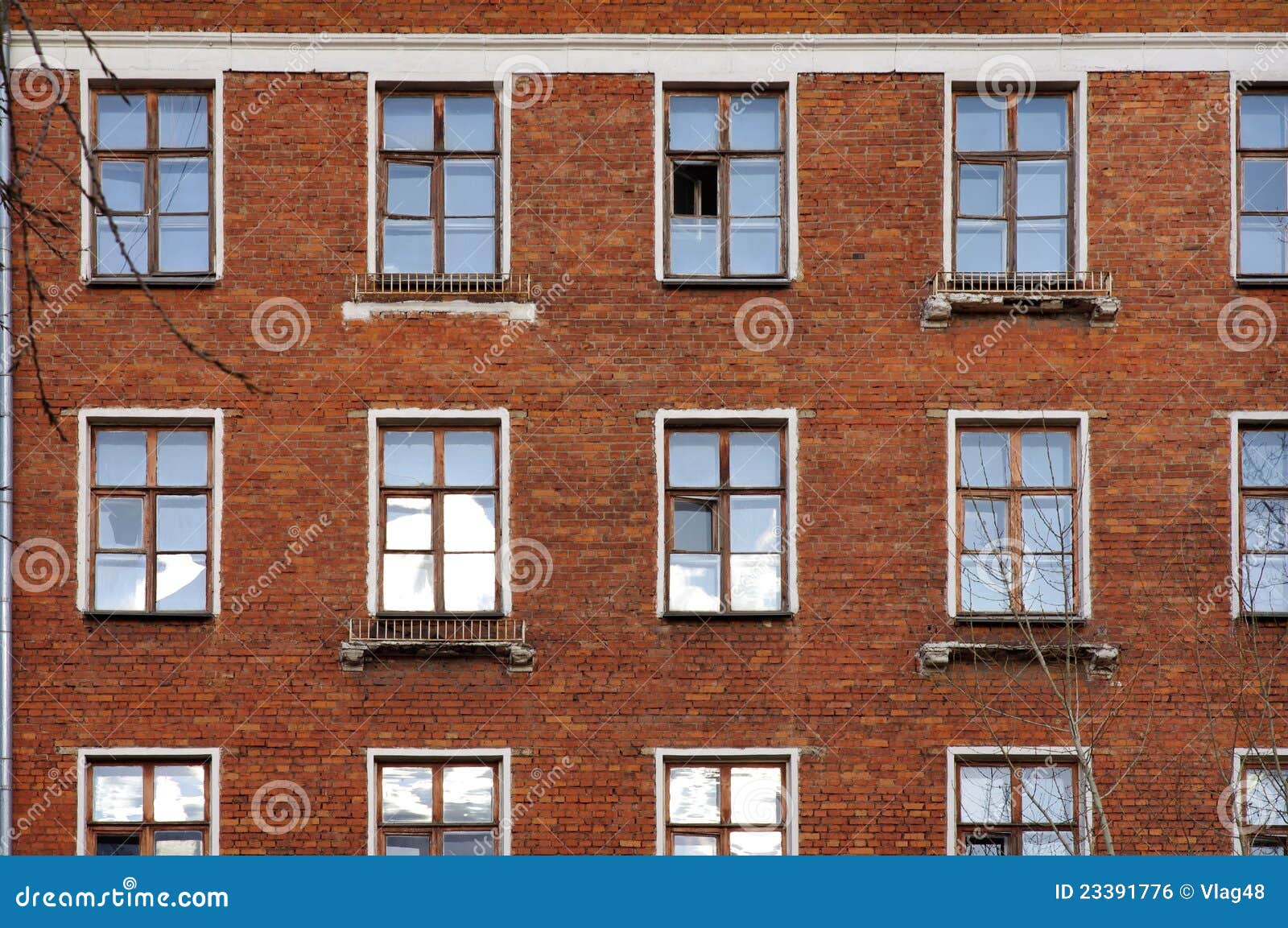 The Facade Of The Old Brick Building In Moscow Royalty Free Stock Image  Image: 23391776