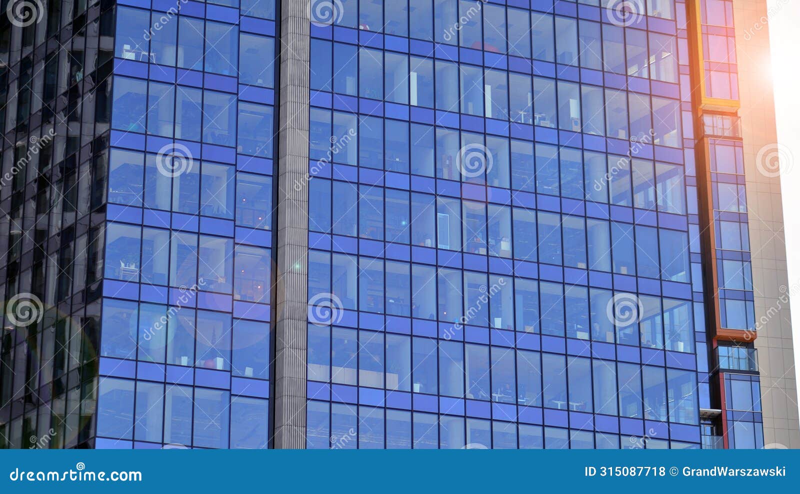 Facade with Reflections in an Urban Landscape Stock Photo - Image of ...