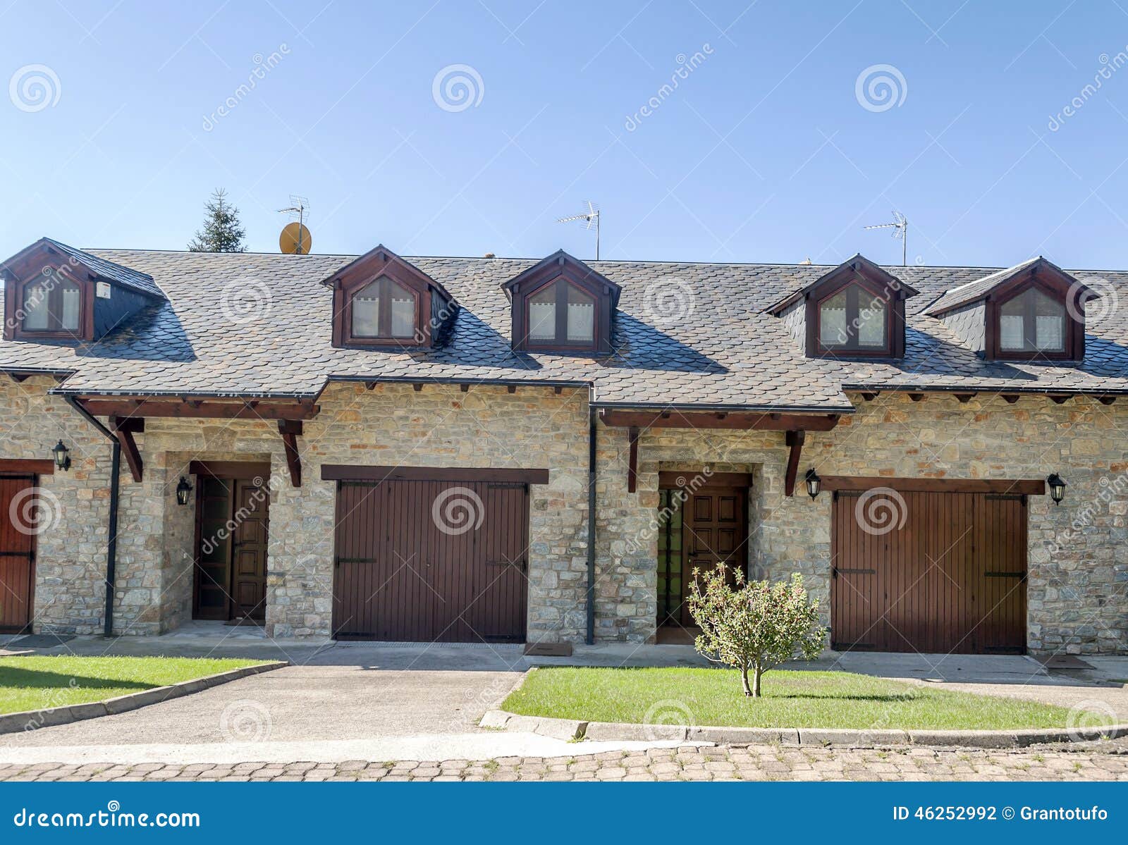 Facade Of Stone House Stock Photo  Image: 46252992