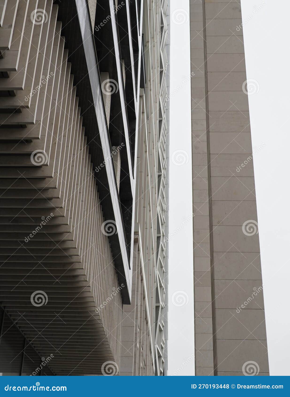 Facade and Tall Narrow Tower of Skyscrapers Stock Photo Image of