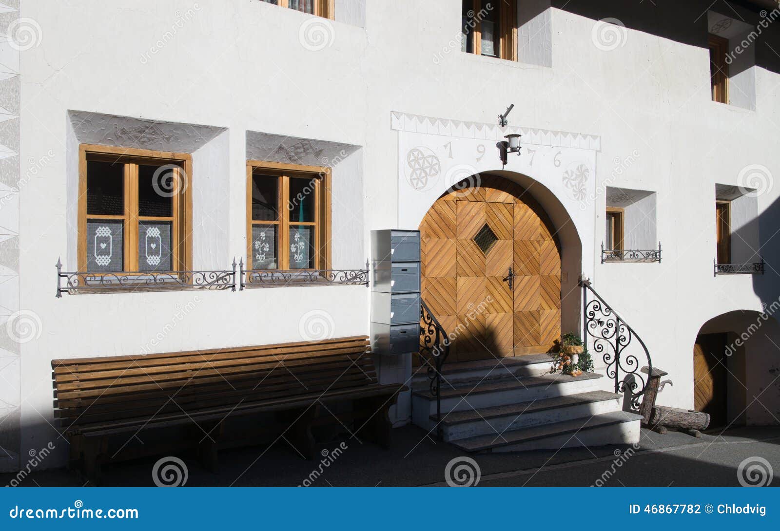 facade of traditional house in engadin