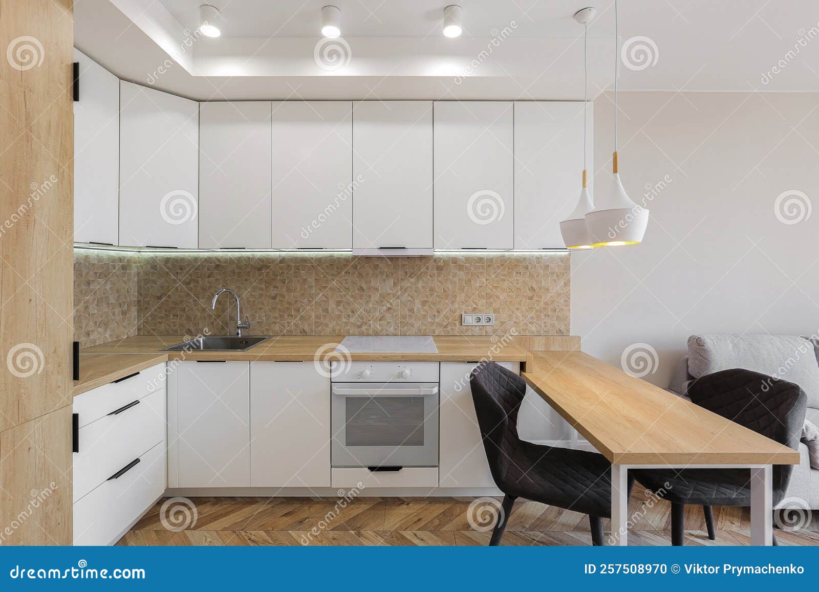 Facade of White Kitchen Furniture in the Kitchen Stock Photo Image of