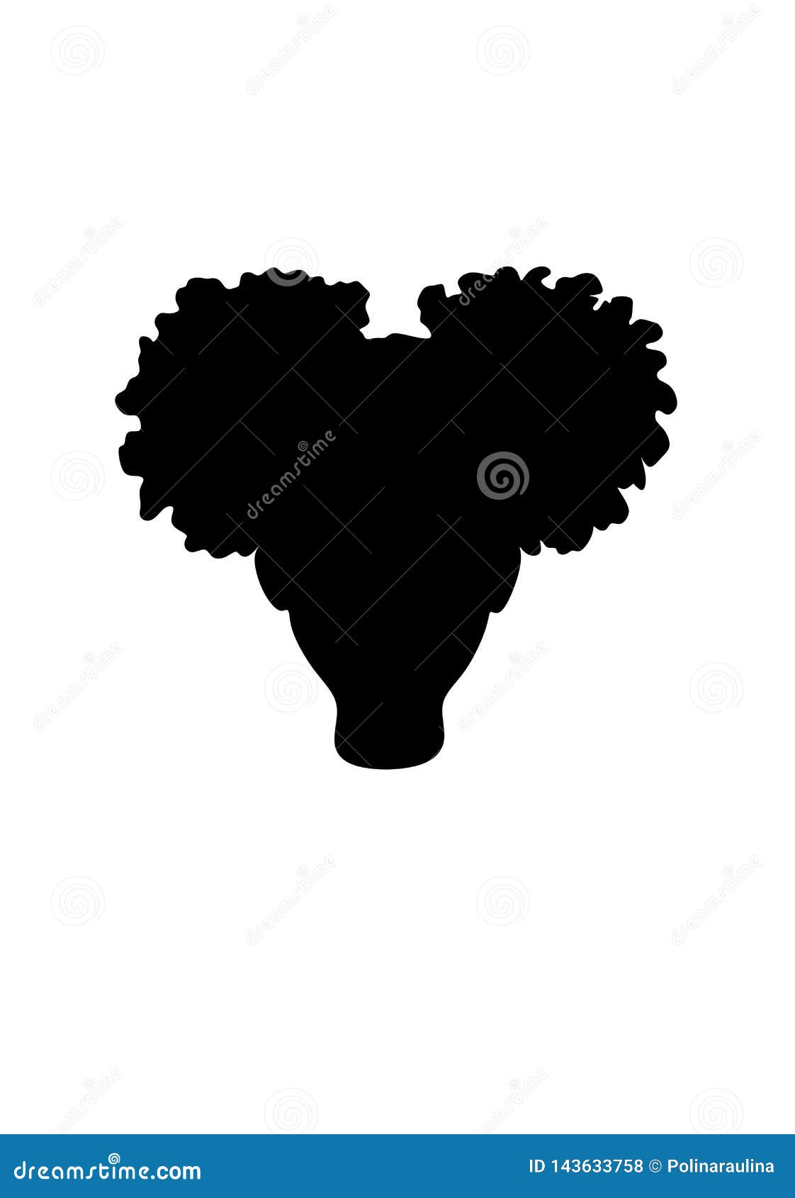 Download Little Black African American Girl Head With Curly Pony Tail Puffs Cricut Vector Silhouette Illustration Stock Photo Illustration Of Brunette Curly 143633758
