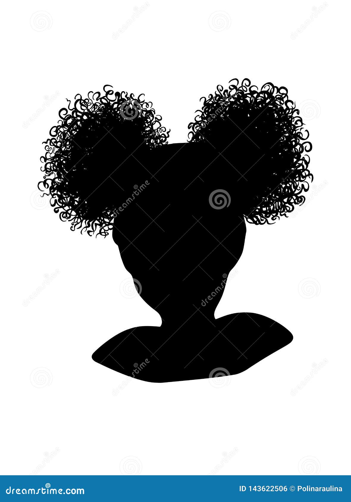 Download Little Black African American Girl Head With Curly Pony Tail Puffs Cricut Vector Silhouette Illustration Stock Photo Illustration Of Diversity Child 143622506