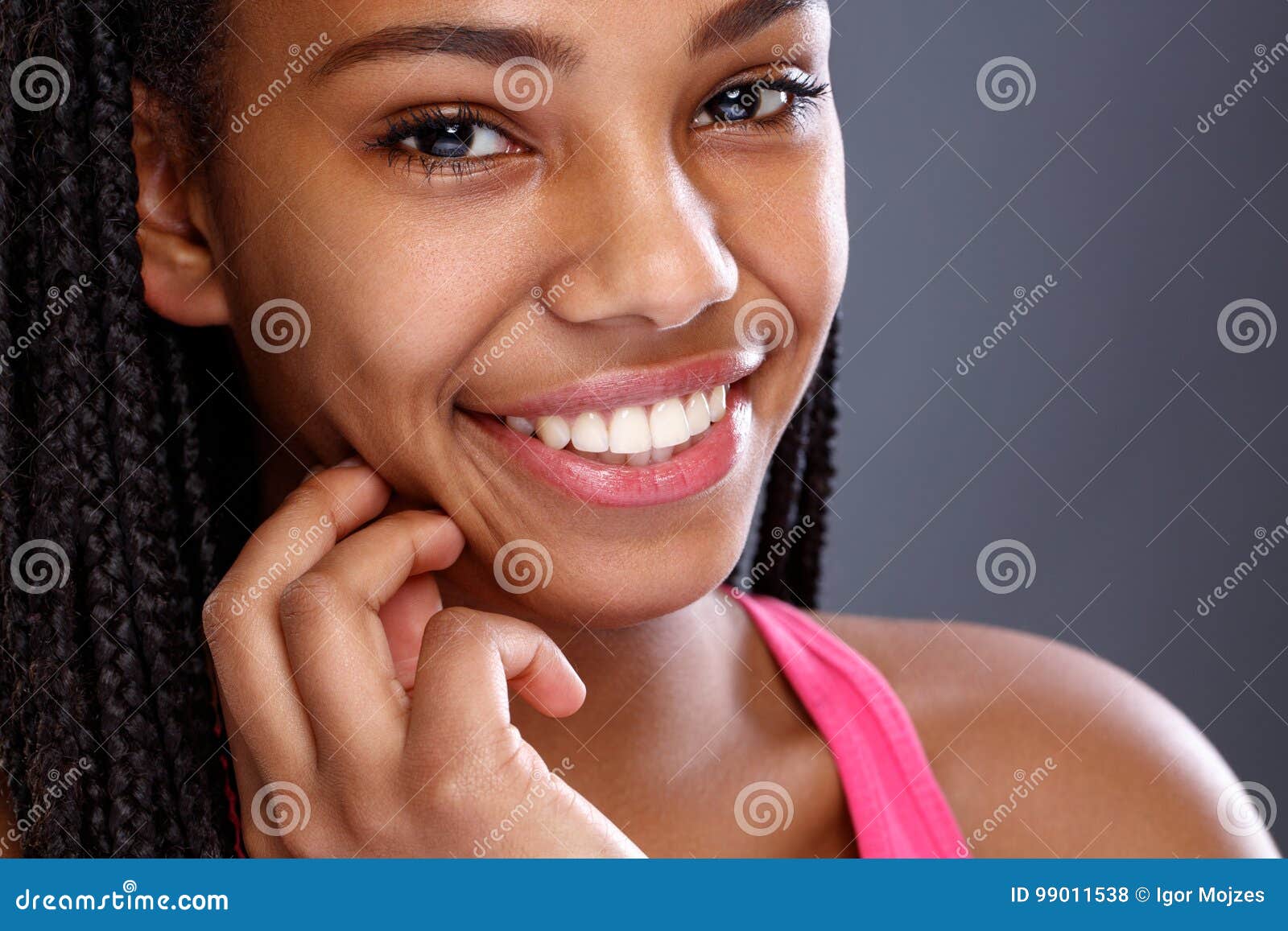 face of afro-american girl with nice smile