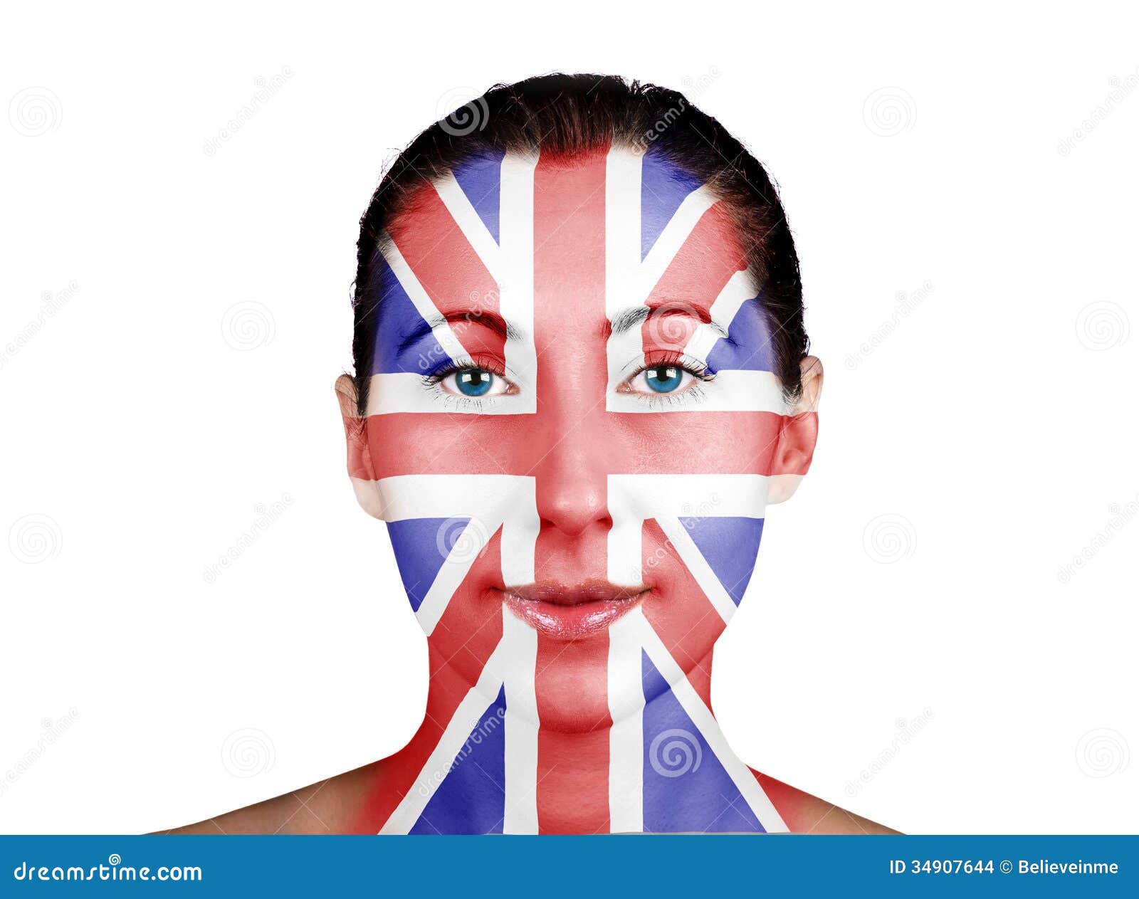 Face as the British flag stock photo. Image of look, makeup 34907644