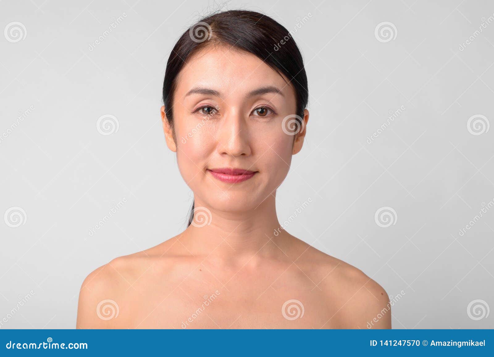 Face of Beautiful Asian Woman Shirtless As Health and Beauty Concept ...