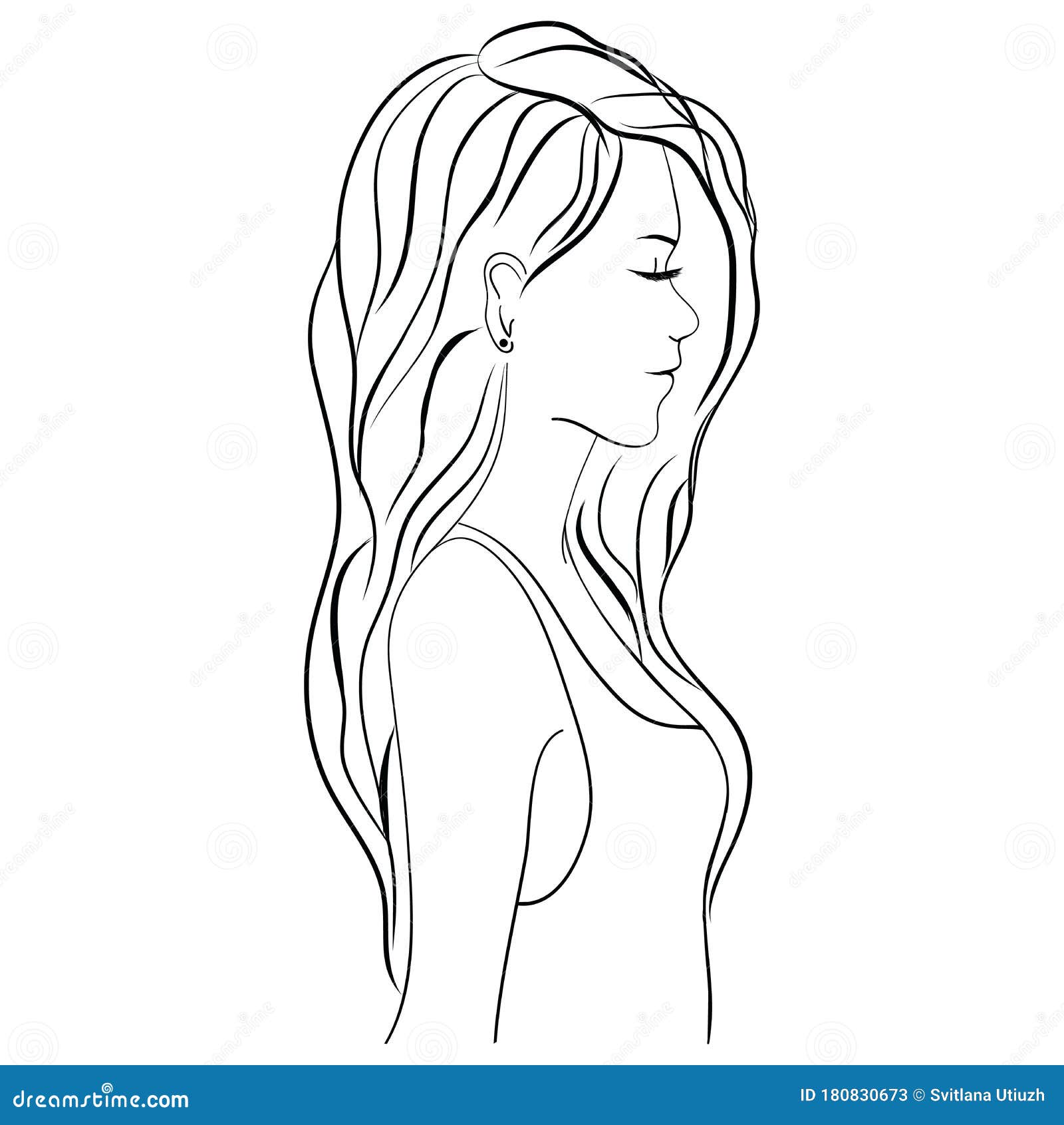 Girls Side Face Drawing Art Stock Vector (Royalty Free) 2050608611 |  Shutterstock