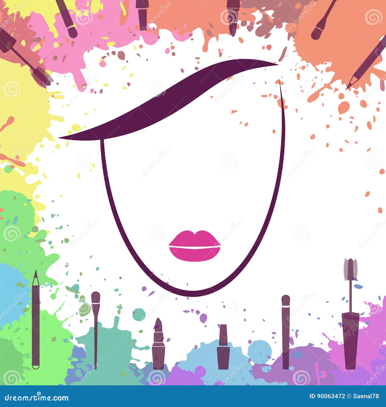 Face Of Beautiful Girl Makeup Artist Logo Template Woman Face Fashion Icon Make Up Elements Stock Vector Illustration Of Female Background