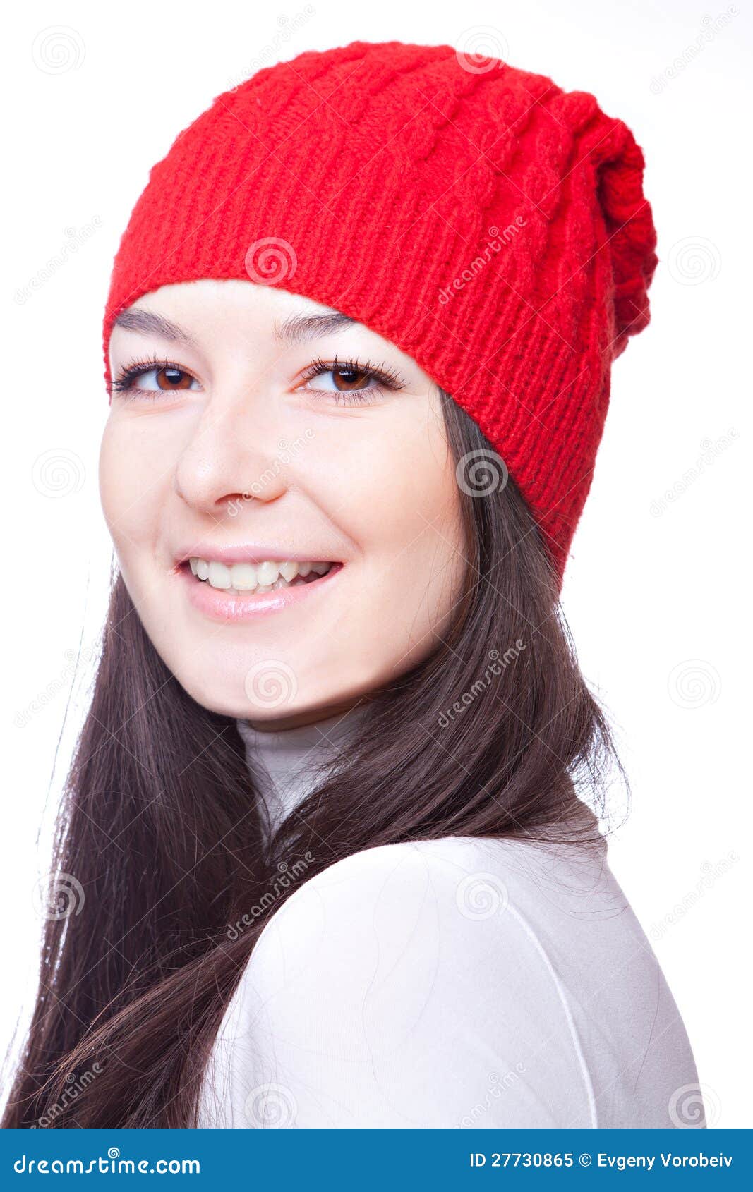 Face of Beautiful Girl in Red Cap Stock Image - Image of beautiful ...