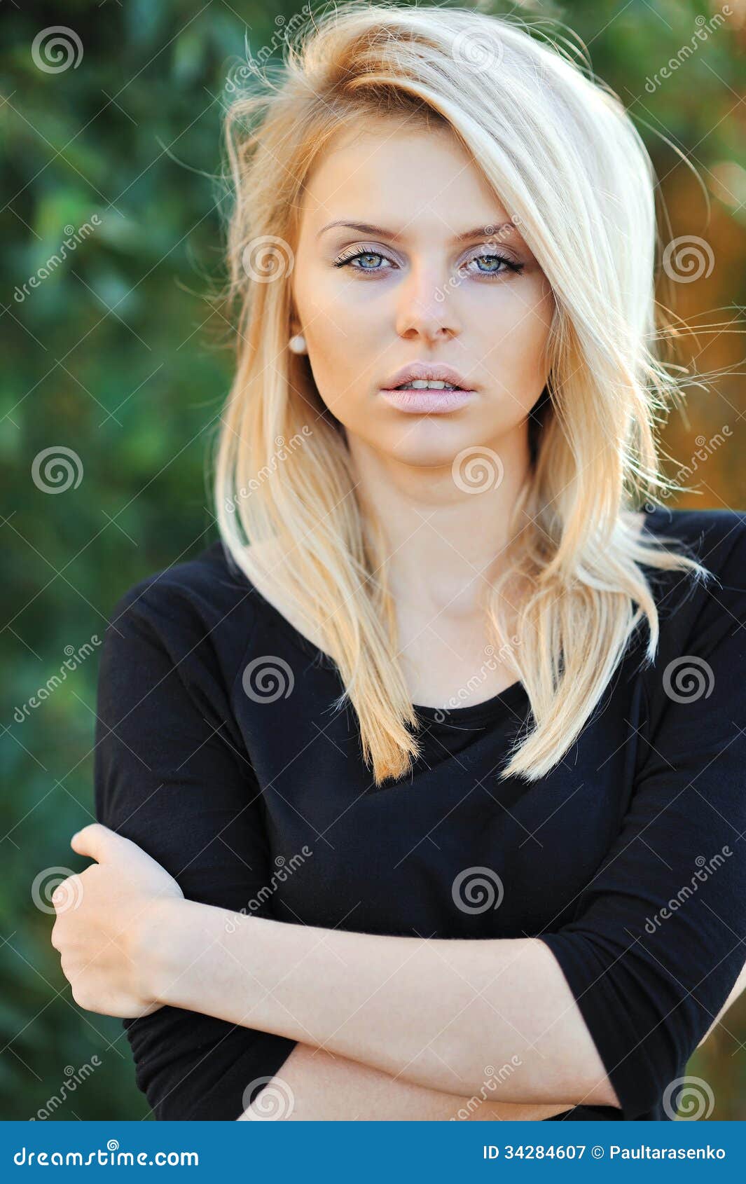 Face Of A Beautiful Outstanding Blonde Woman Closeup Stock Image