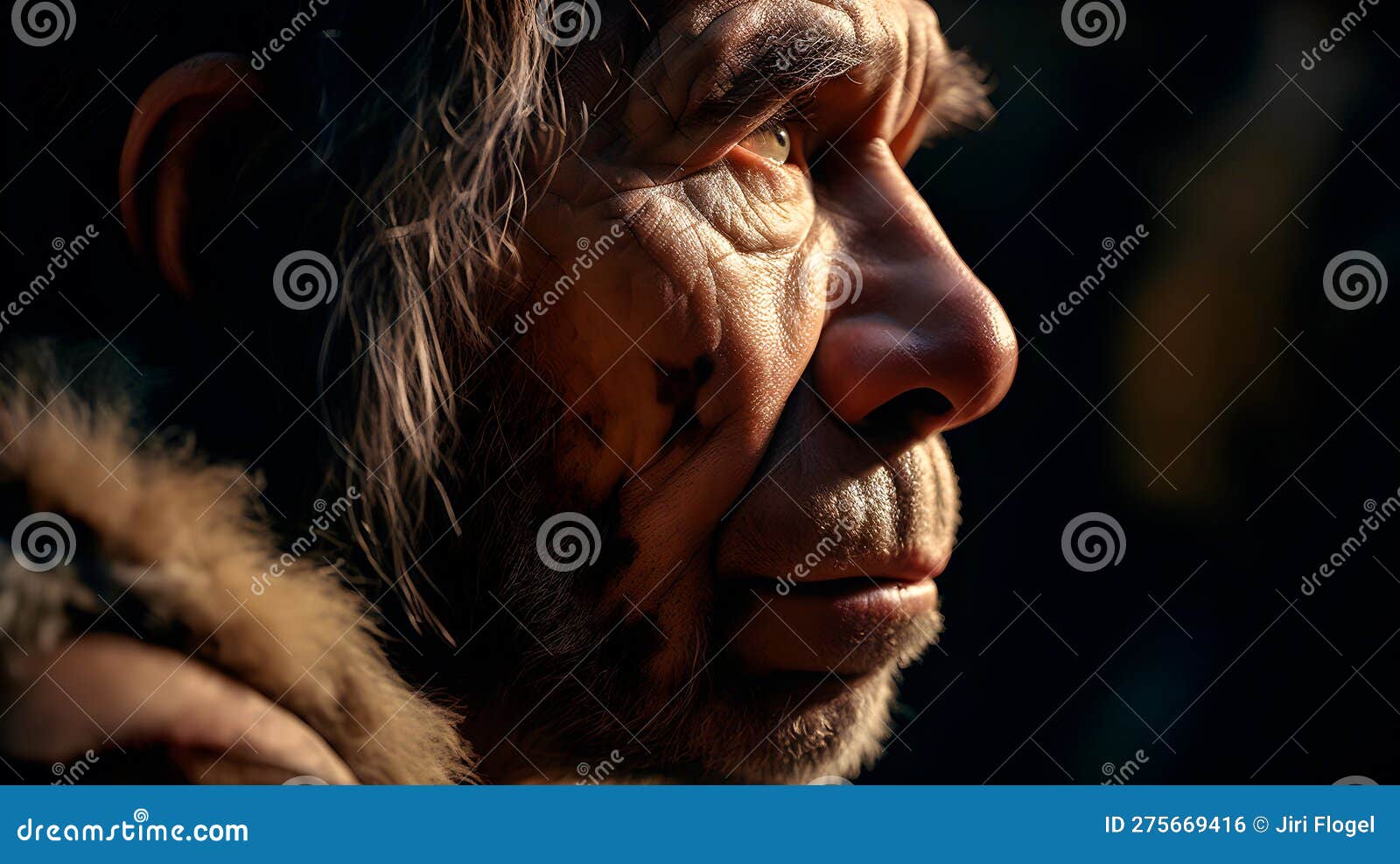 Neanderthal Man, an Ancestor of the Human Kind, with a Great Expression ...