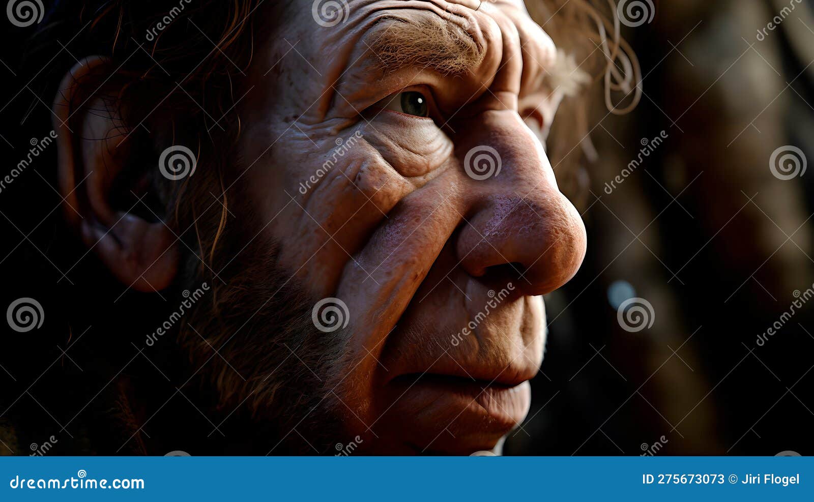 Neanderthal Man, an Ancestor of the Human Kind, with a Great Expression ...