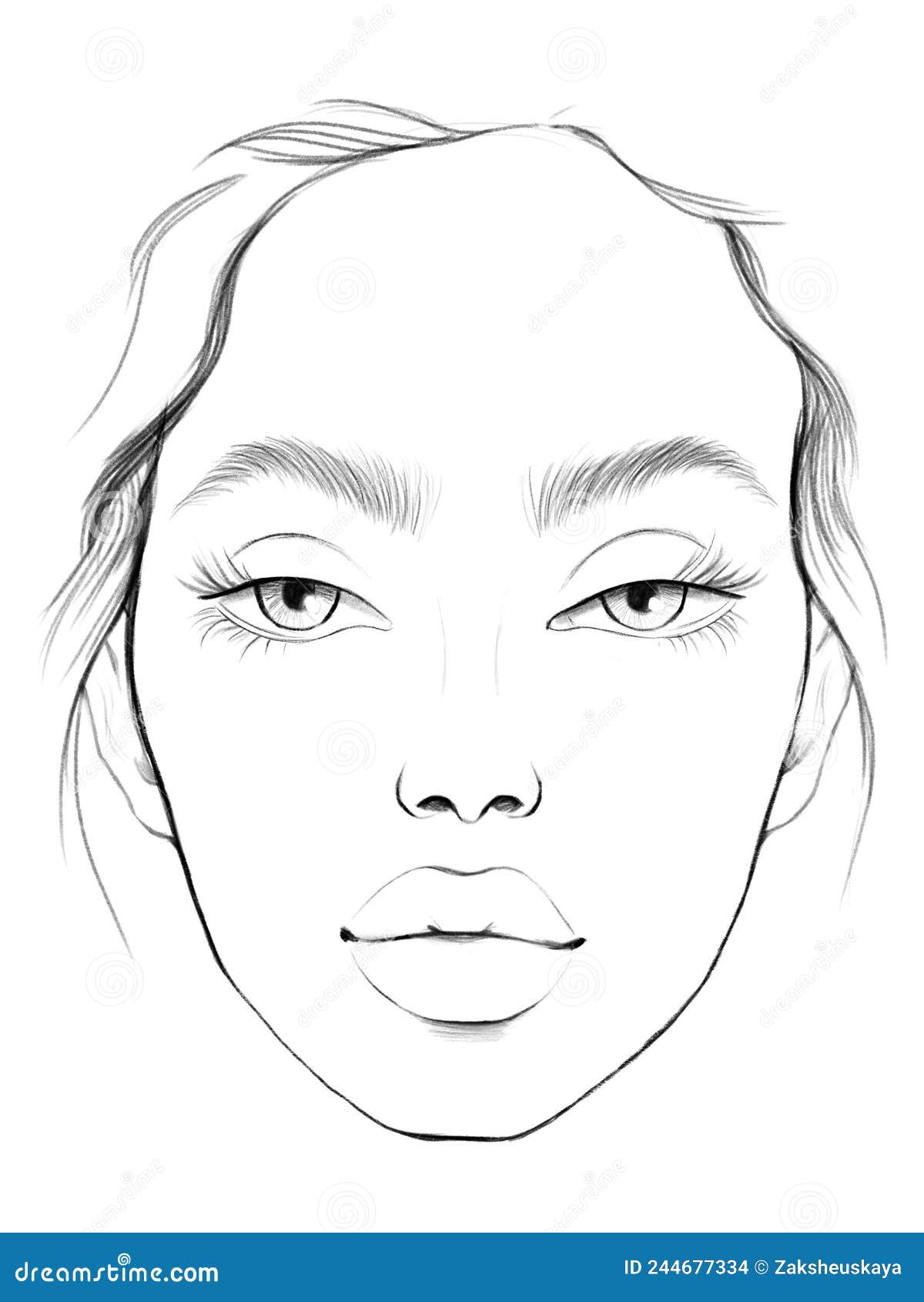 blank female face template