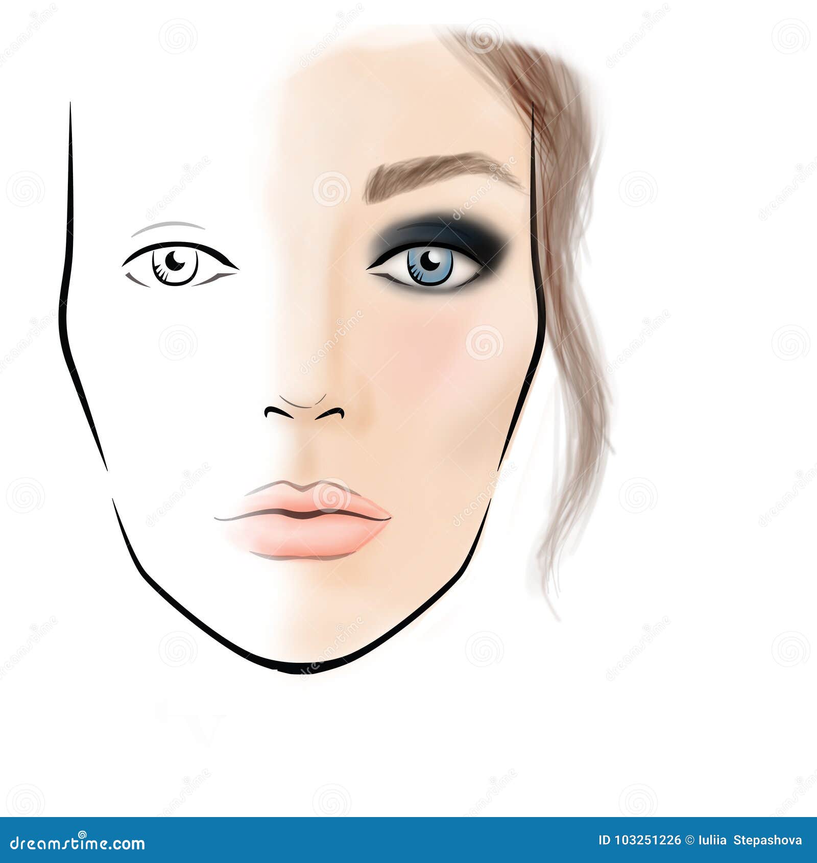 face-chart-makeup-artist-blank-template-stock-illustration