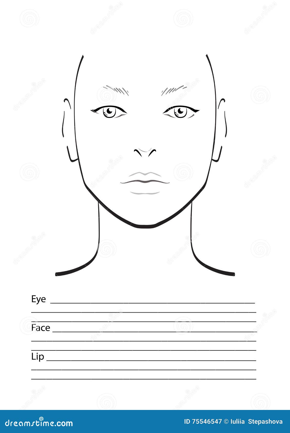 realistic-makeup-artist-face-chart-blank-template-vector-illustration