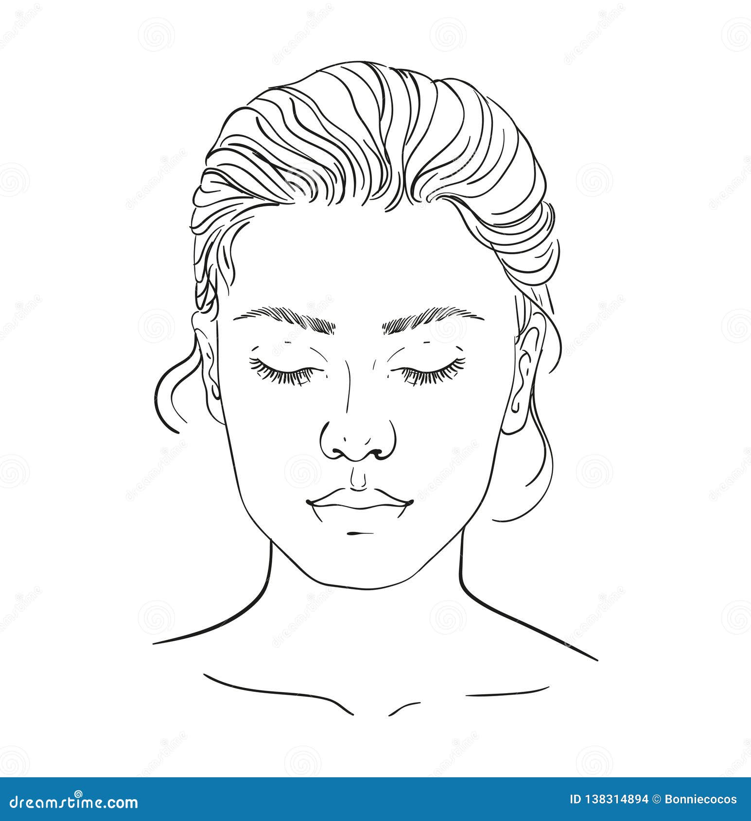Face Chart Makeup Artist Blank. Template. Vector Illustration Face Chart Makeup Artist Blank. Template. Vector Illustration