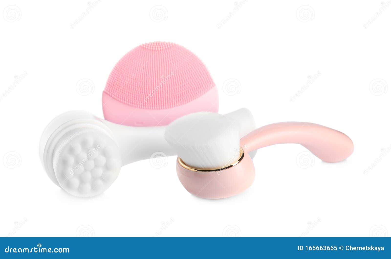 Face Cleansing Brushes on White. Cosmetic Tools Stock Image Image of