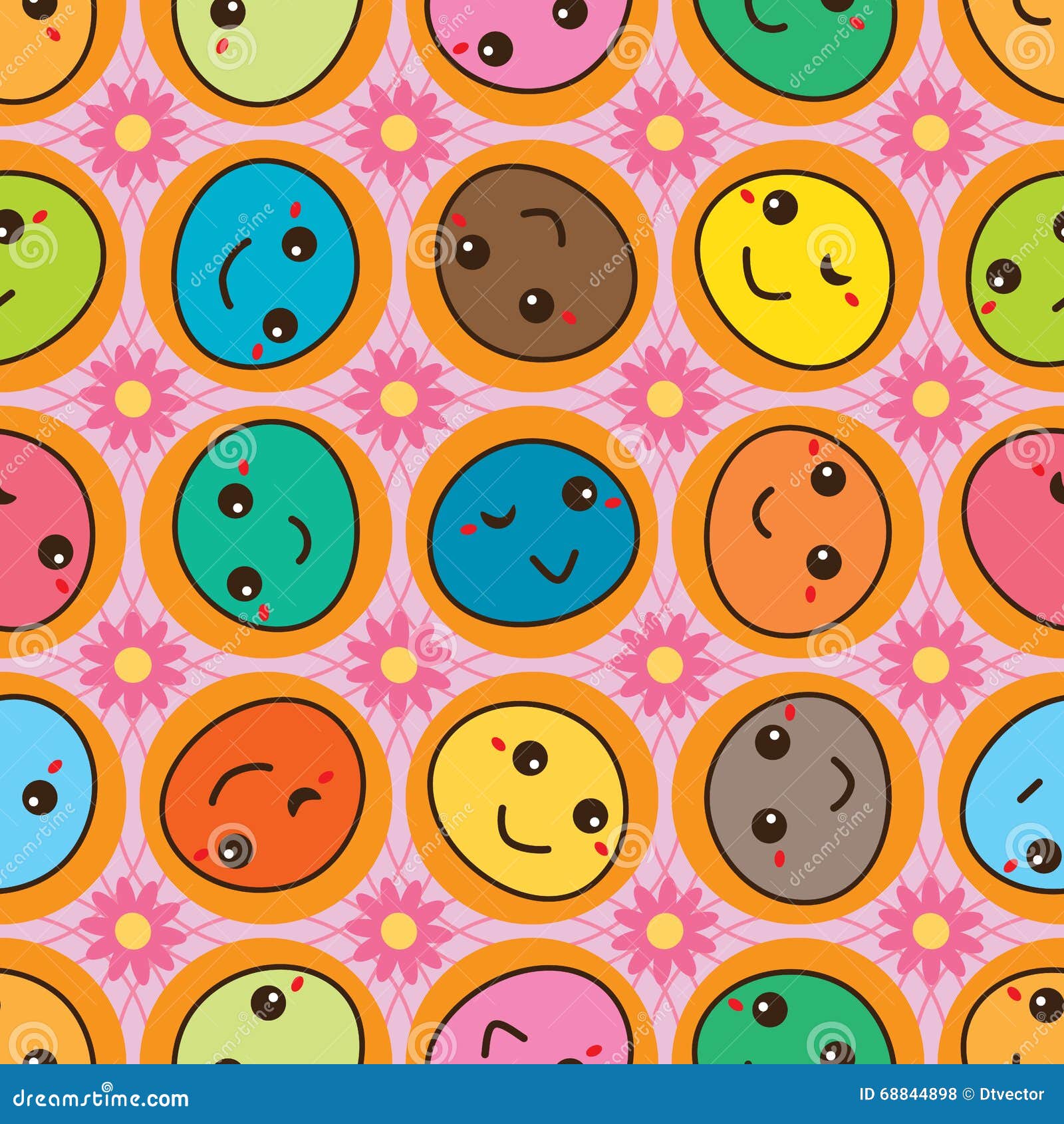 face cute look rotate seamless pattern