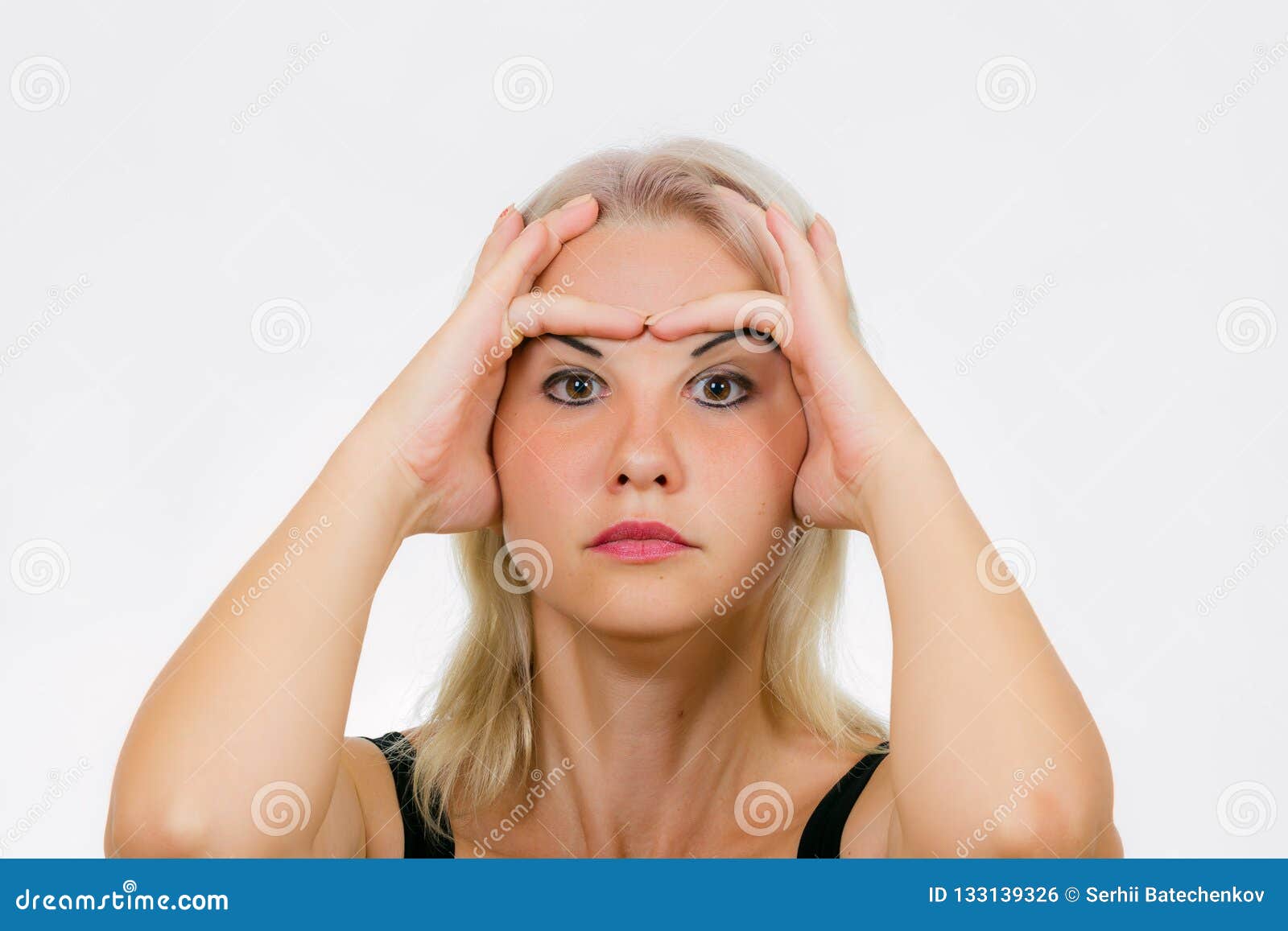 Face exercise for EYELIDS stock photo. Image of looking - 133139326