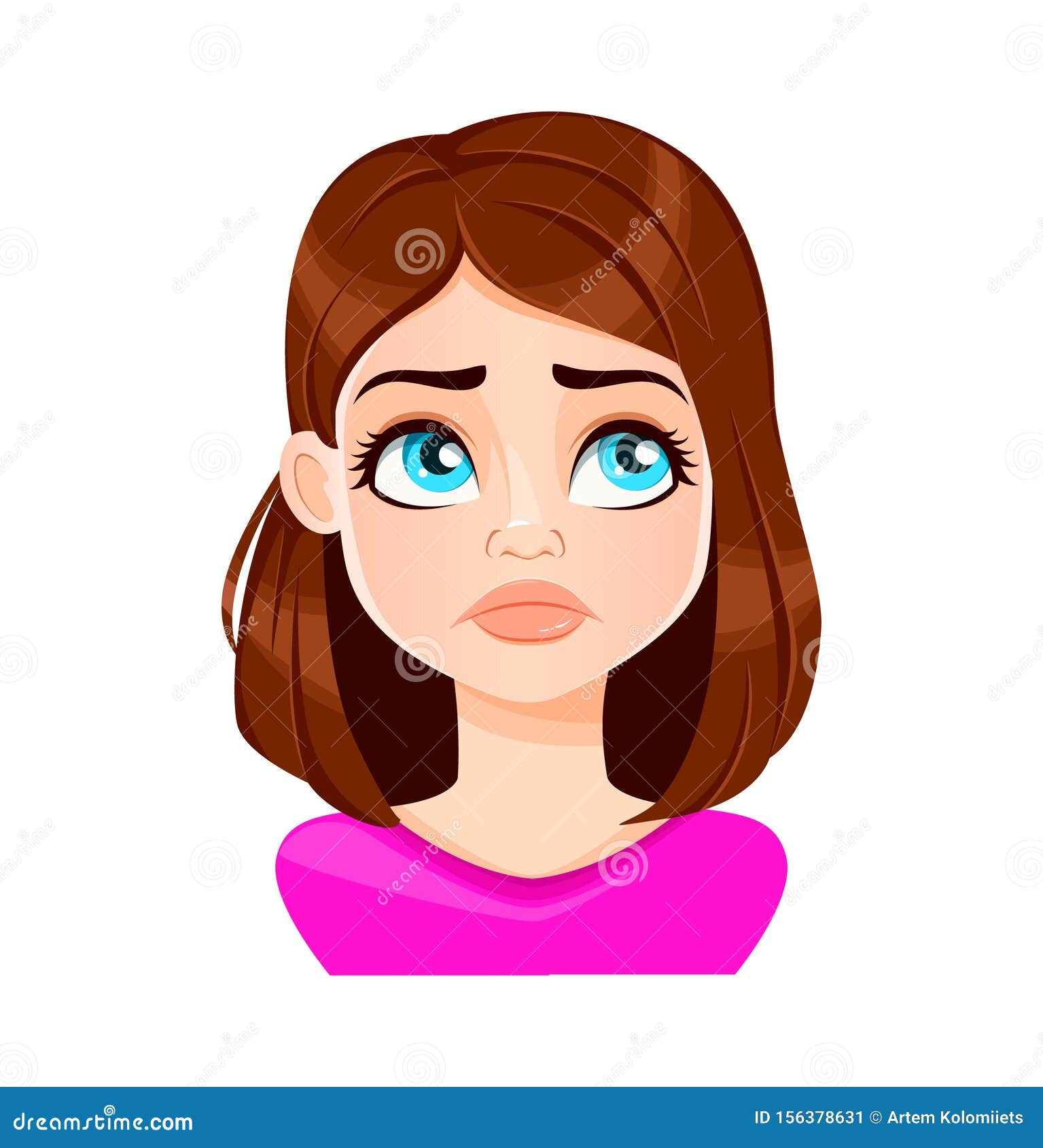 Face Expression of Beautiful Woman, Disappointed Stock Vector -  Illustration of facial, head: 156378631