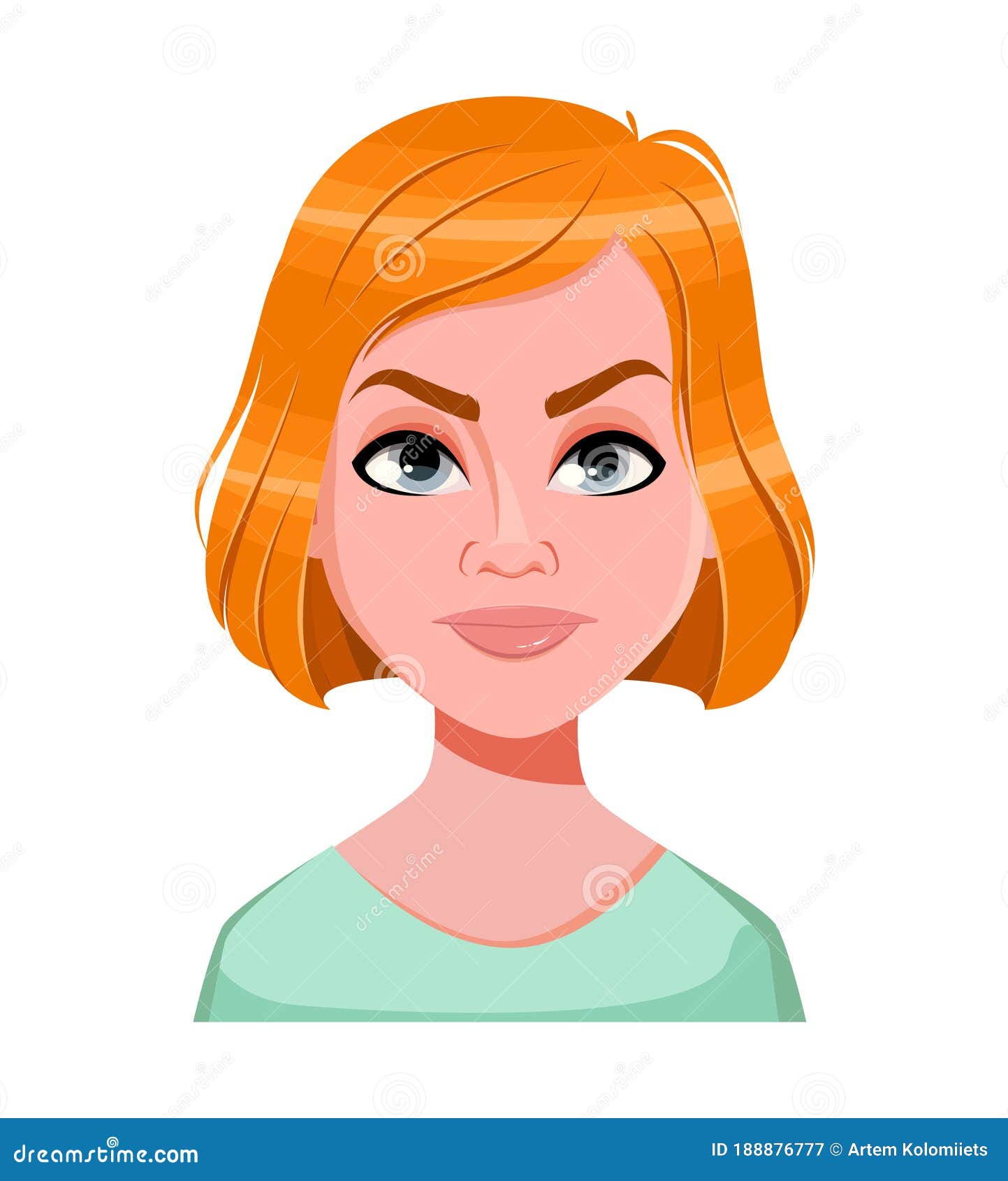 Face Expression of Redhead Woman, Angry Stock Vector - Illustration of ...