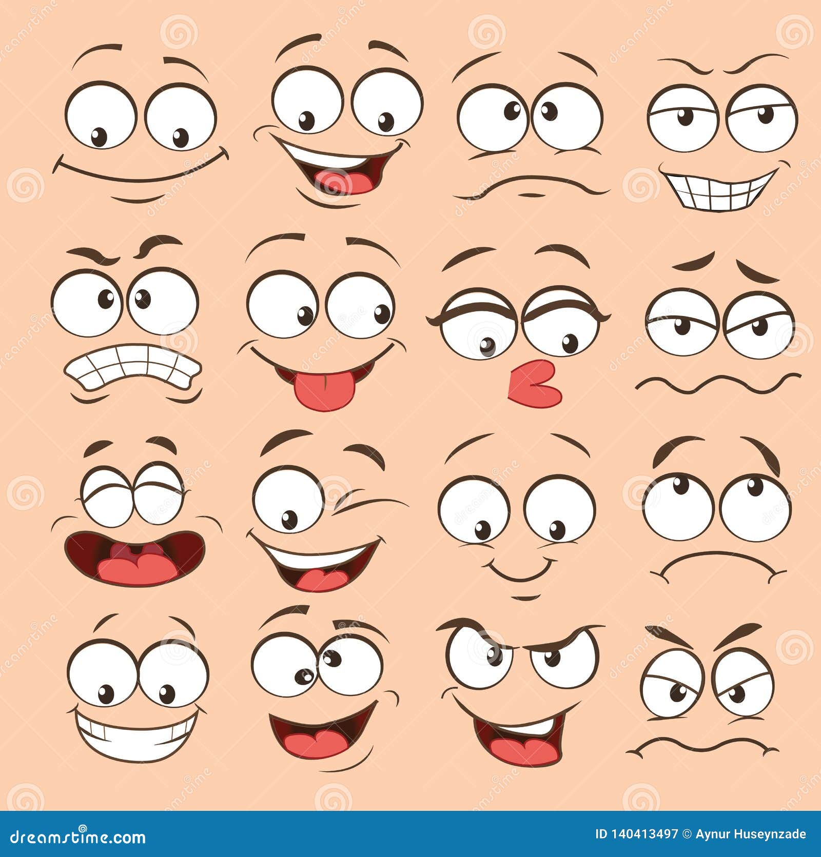 Face Expression Set. Vector Illustration Emoticon Cartoon Stock Vector