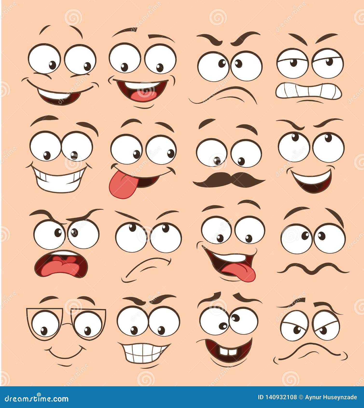 Face Expression Set. Vector Illustration Emoticon Cartoon Stock Vector ...