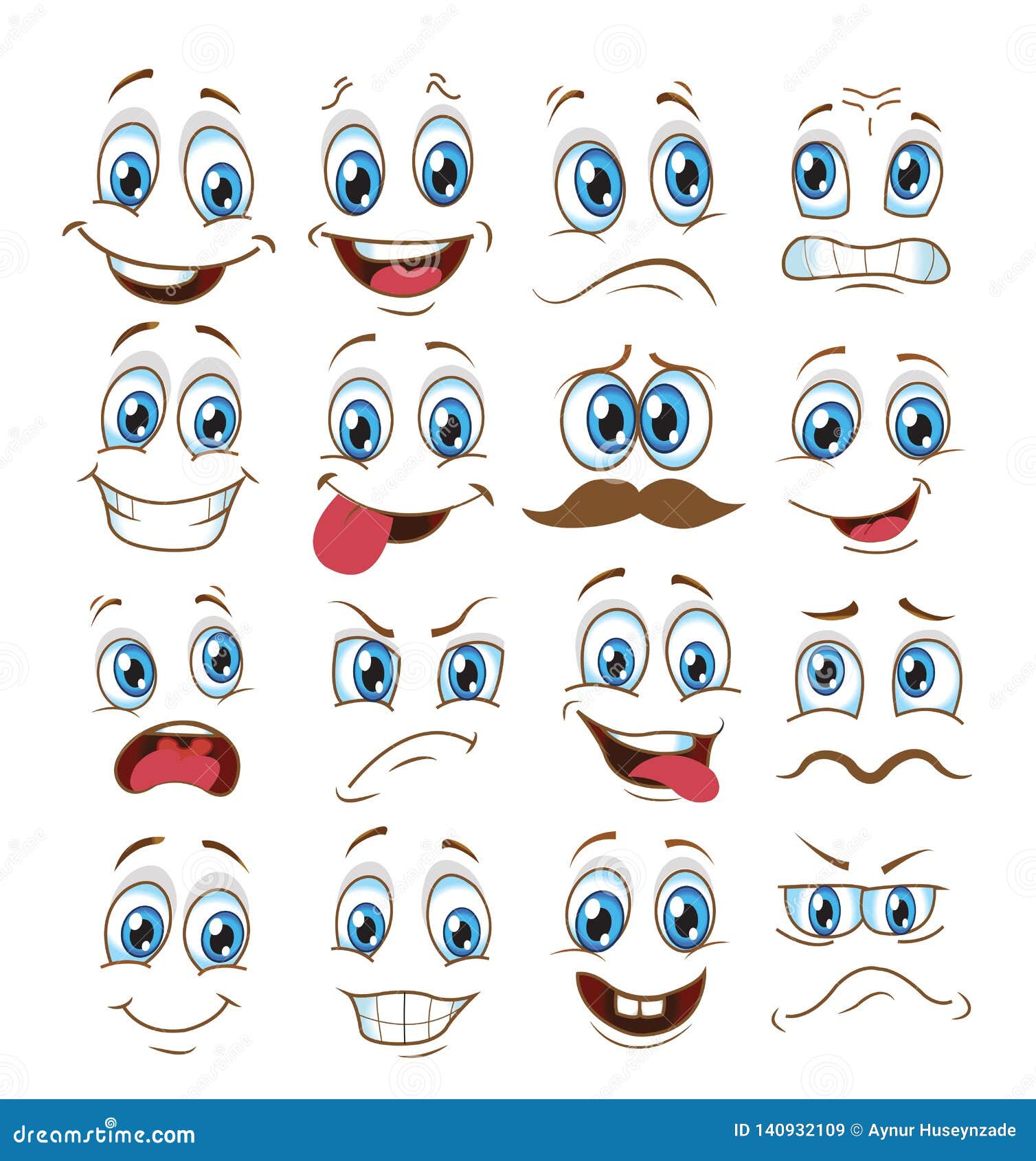 Cartoon Face Icon. Expression Design. Vector Graphic | CartoonDealer