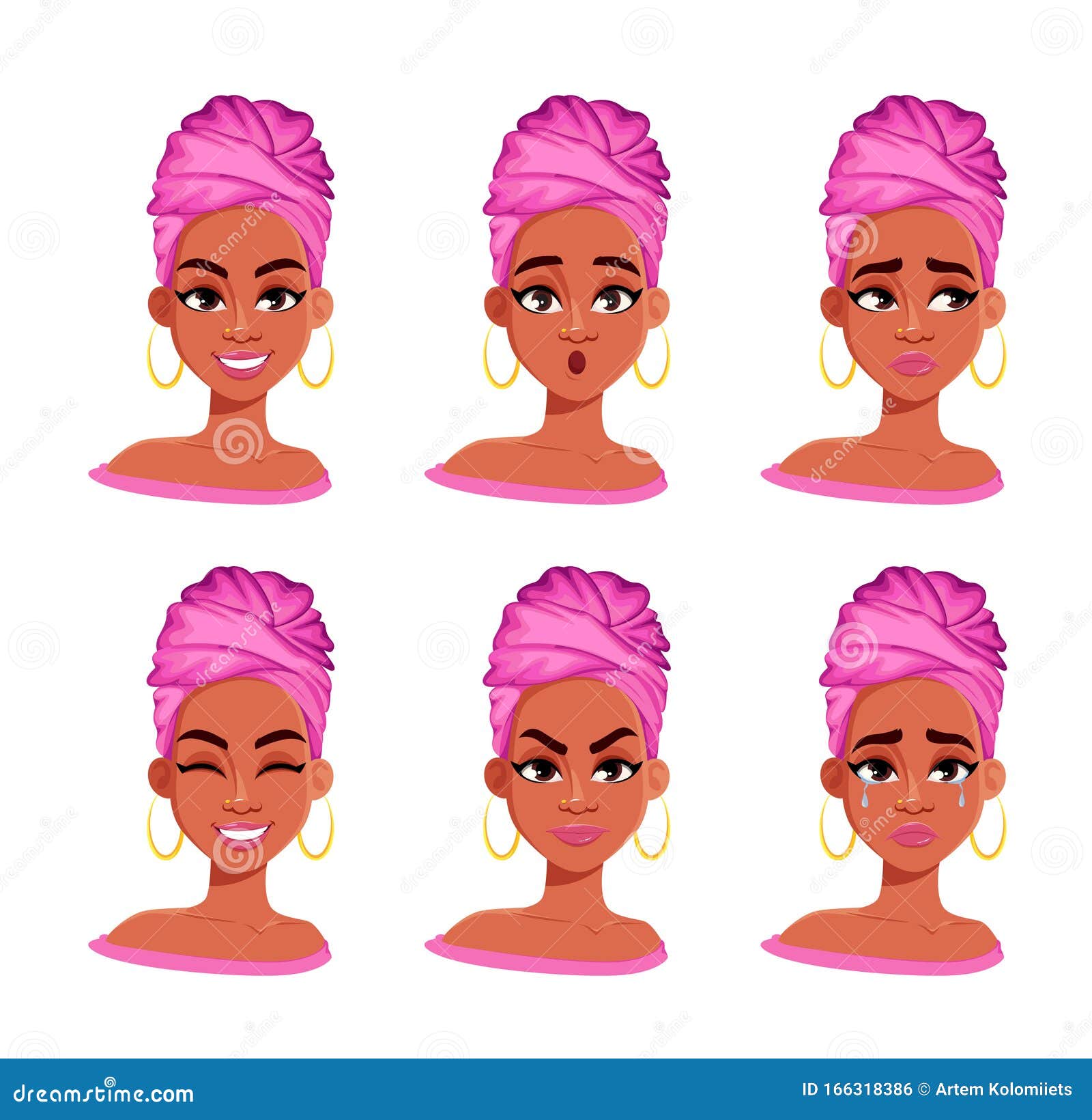 Download Face Expressions Of African American Woman Stock Vector ...