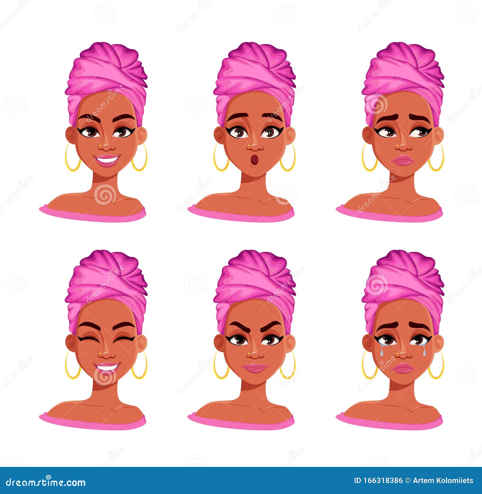 Download Face Expressions Of African American Woman Stock Vector ...
