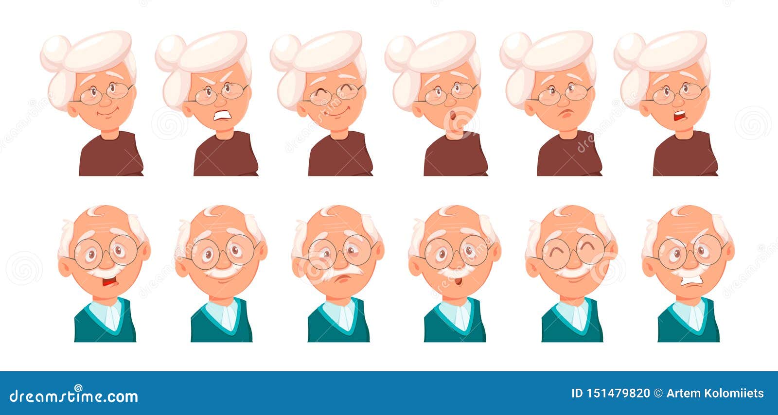 face expressions of grandfather and grandmother