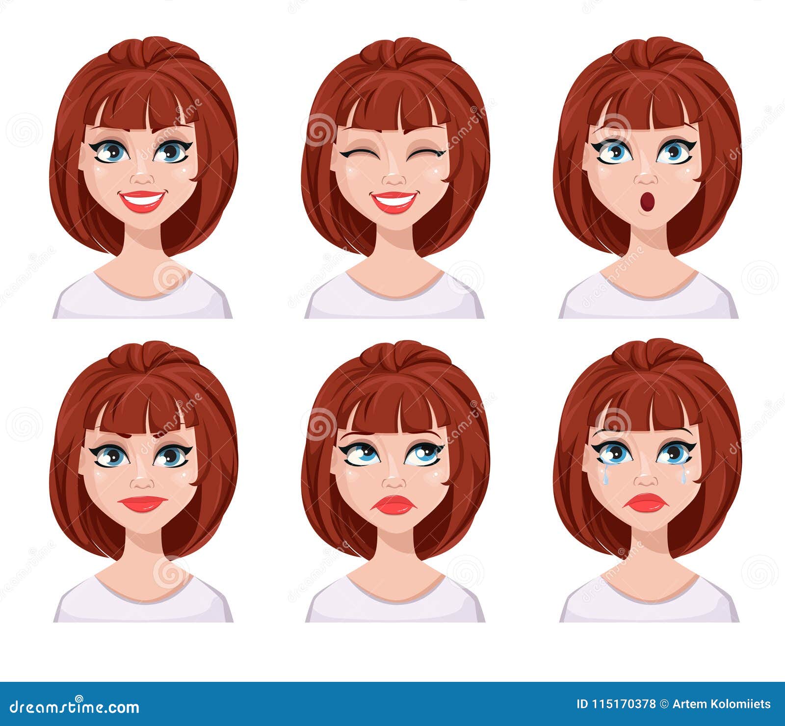 Face Expressions of Woman with Brown Hair Stock Vector - Illustration of beautiful, dissatisfied: 115170378 Face Expressions of Woman with Brown Hair Stock Vector - Illustration of beautiful, dissatisfied: 115170378