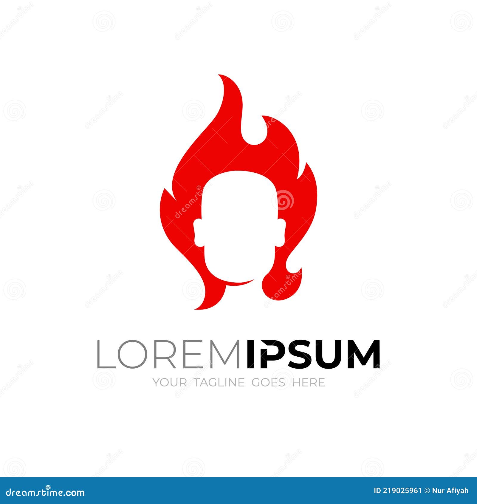 Face and Fire Design Simple, Flat Style Logo Template Stock Vector