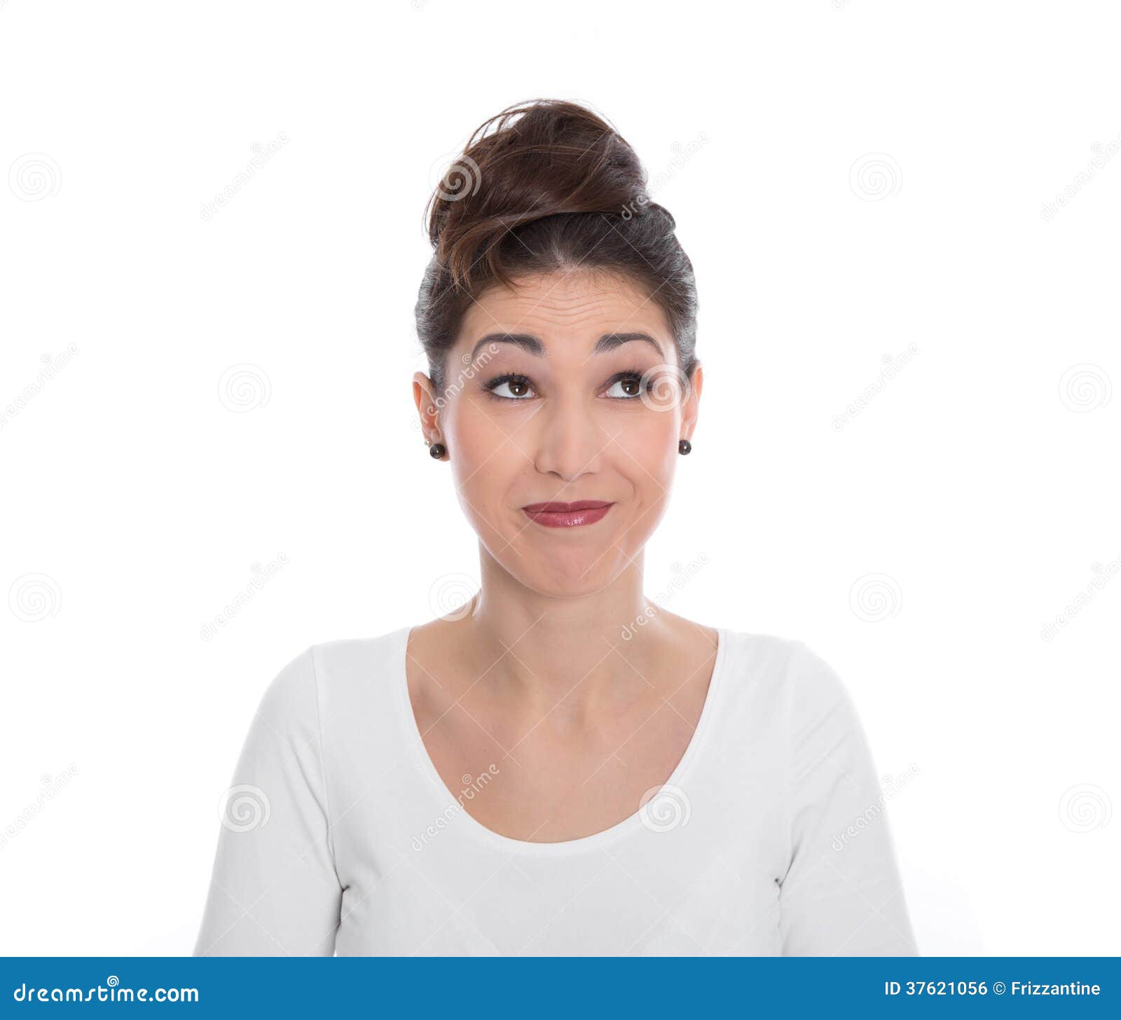 Face of a Funny Young Woman Isolated on White. Stock Photo Image of