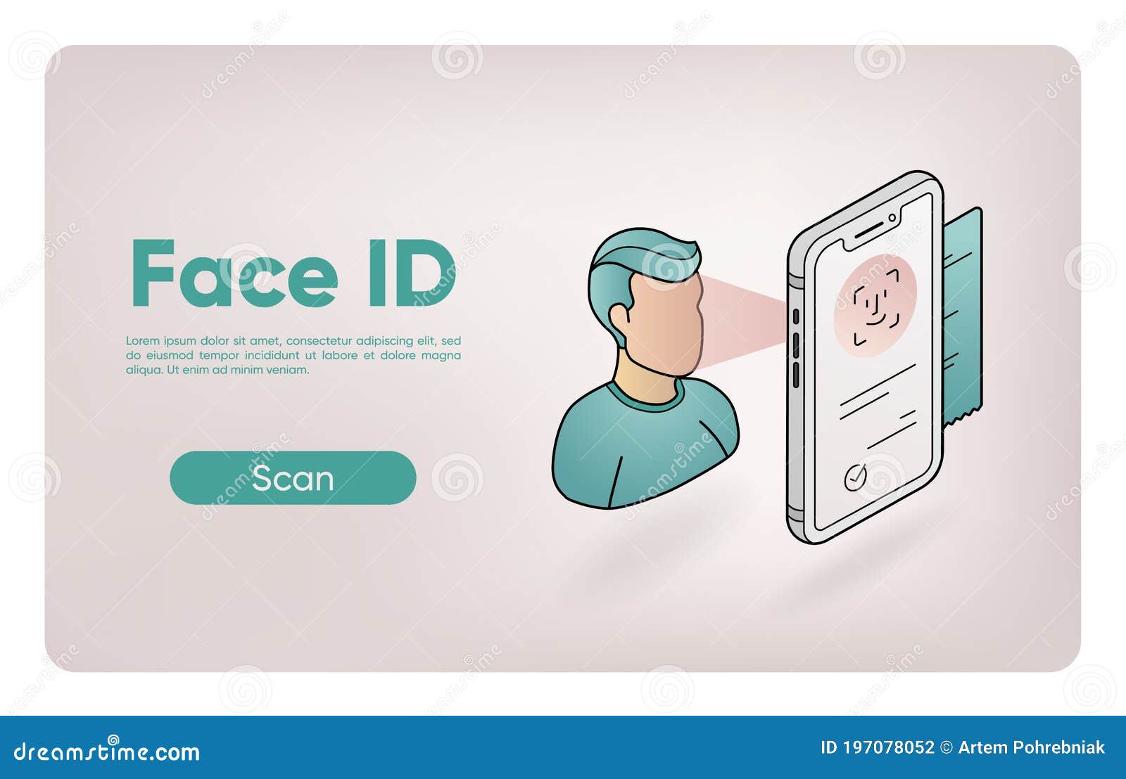 Face Id Banner. Facial Recognition. Verification Scanner App. Personal  Identity Scan. Biometric Password. Modern Identification Stock Illustration  - Illustration of information, identity: 197078052