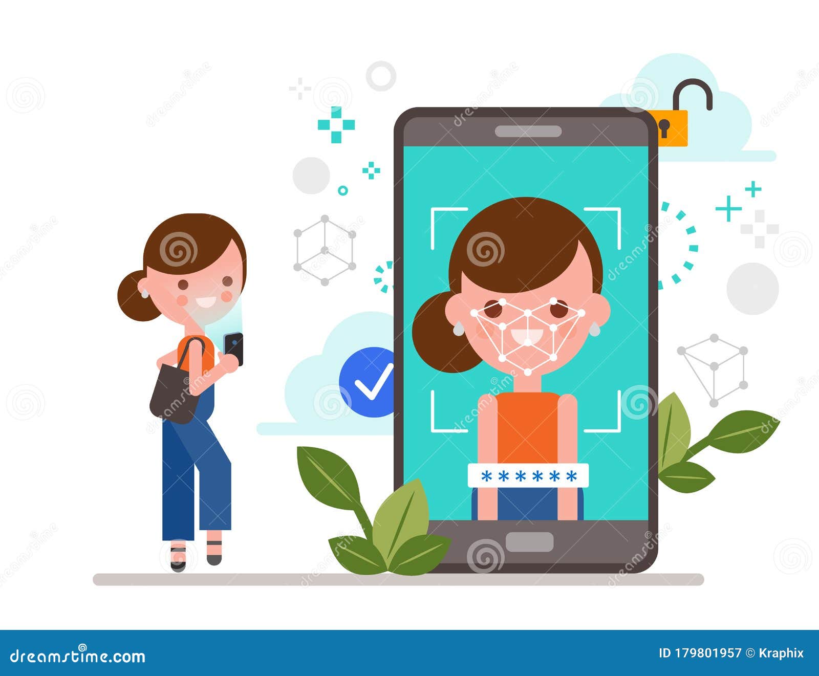 Face ID, Facial Recognition with Smartphone, Biometric Identification, Mobile App for Face Recognition Concept Stock Vector - Illustration of cartoon, identify: 179801957 Face ID, Facial Recognition with Smartphone, Biometric Identification, Mobile App for Face Recognition Concept Stock Vector - Illustration of cartoon, identify: 179801957
