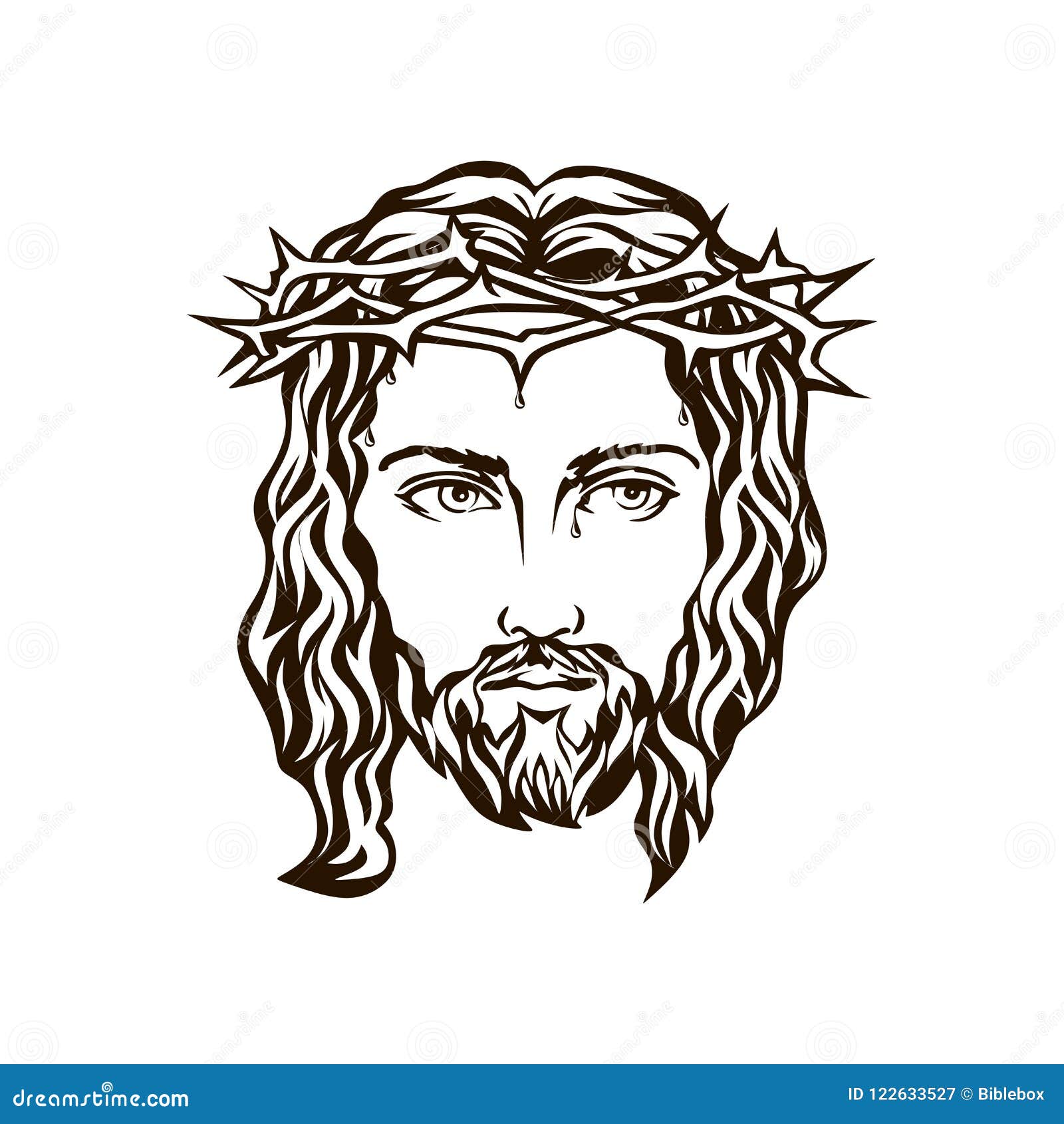 Face Of Jesus Hand Drawn Stock Vector Illustration Of Christianity