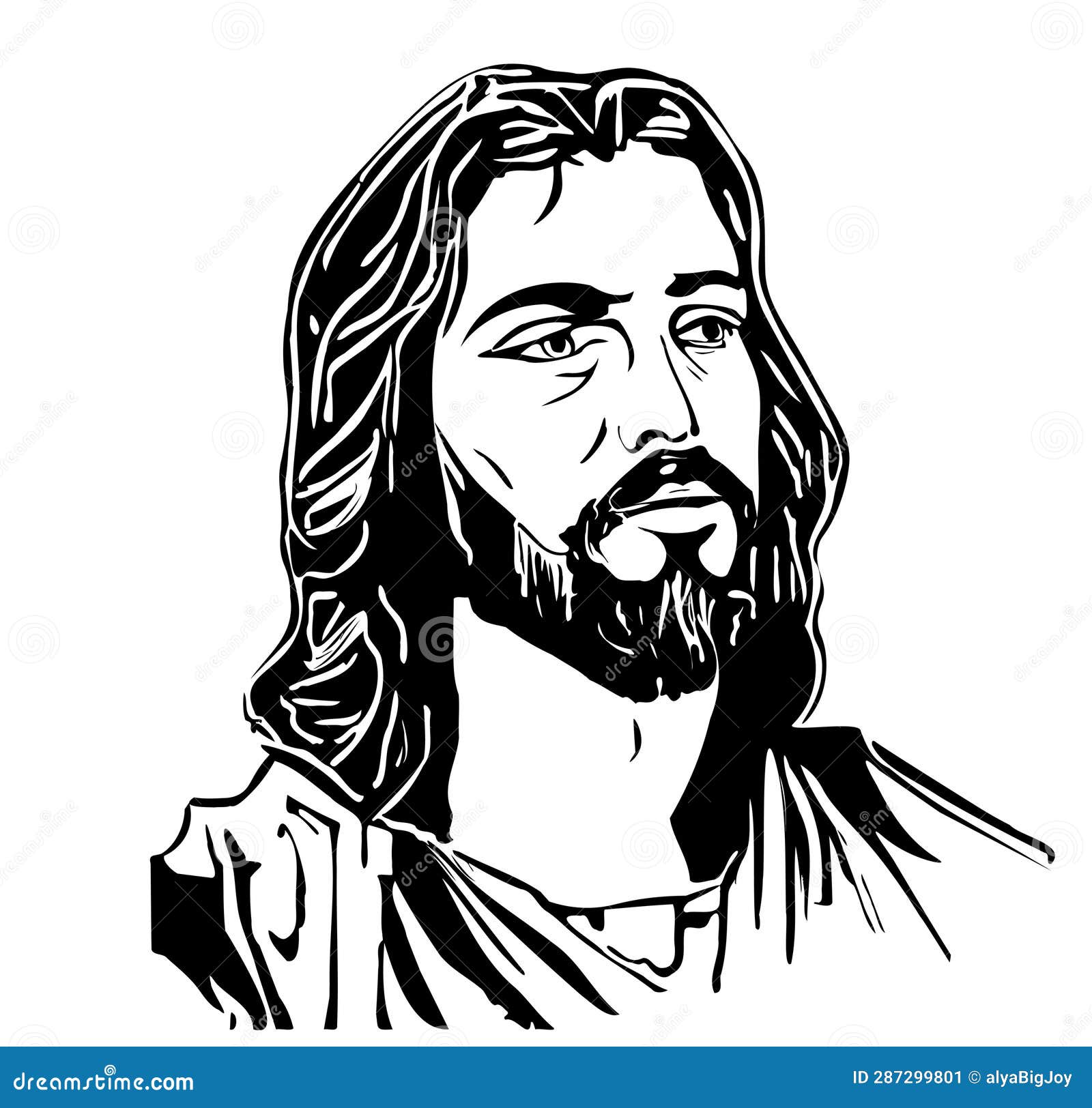 Face of Jesus Abstract Sketch Hand Drawn in Doodle Style Vector ...