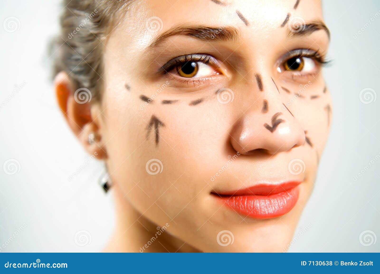 Face With Lines For Plastic Surgery Stock Photo Image Of Caucasian Female