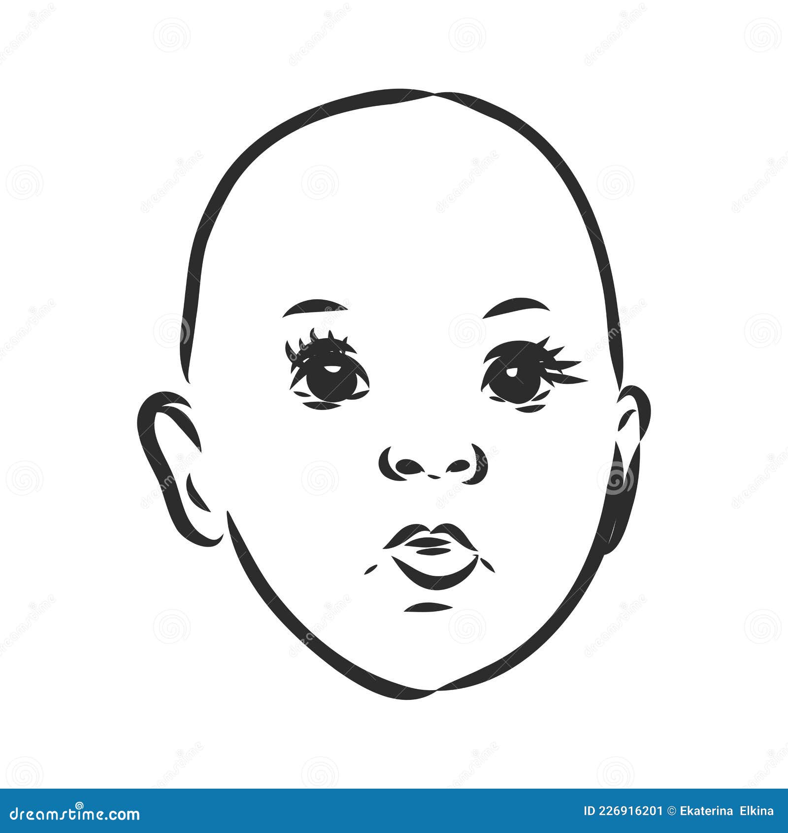 baby girl face drawing