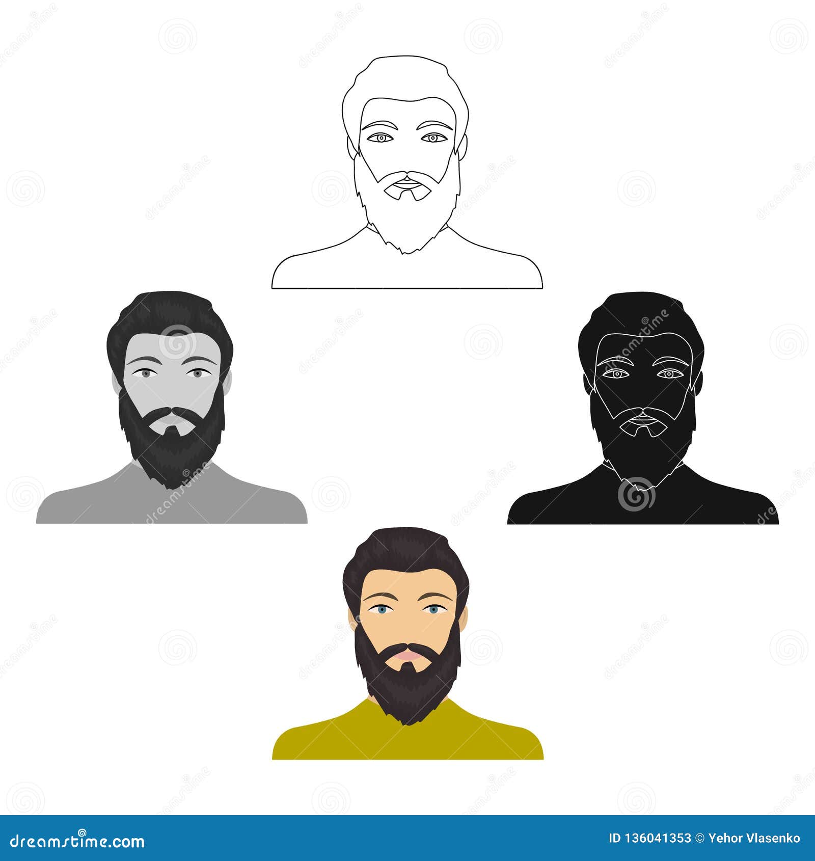 The Face of a Man with a Beard and Mustache. Face and Appearance Single  Icon in Cartoon Style Vector Symbol Stock Stock Vector - Illustration of  portrait, avatar: 136041353