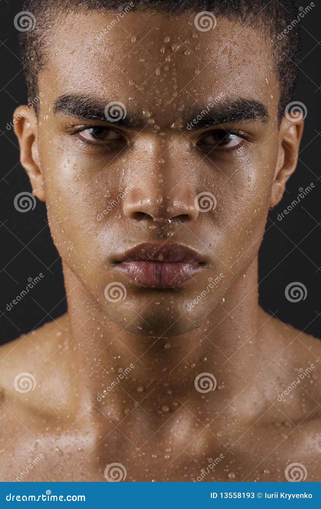 Face Of Man With Water Drops Stock Image Image of portrait