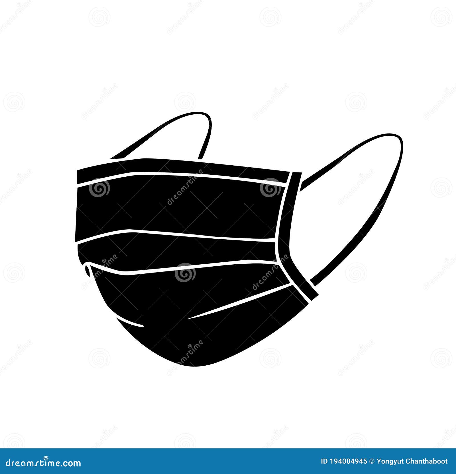 Face Mask Black Icon, Vector Illustration, Isolate on White Background