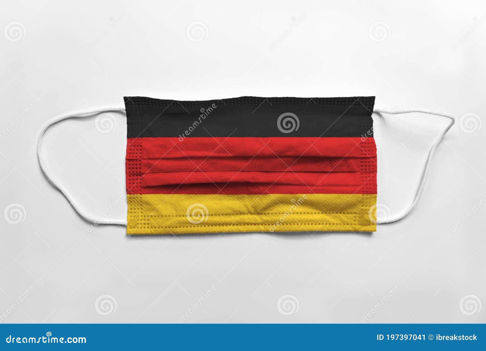 Face Mask with Germany Flag Printed, on White Background, Isolated