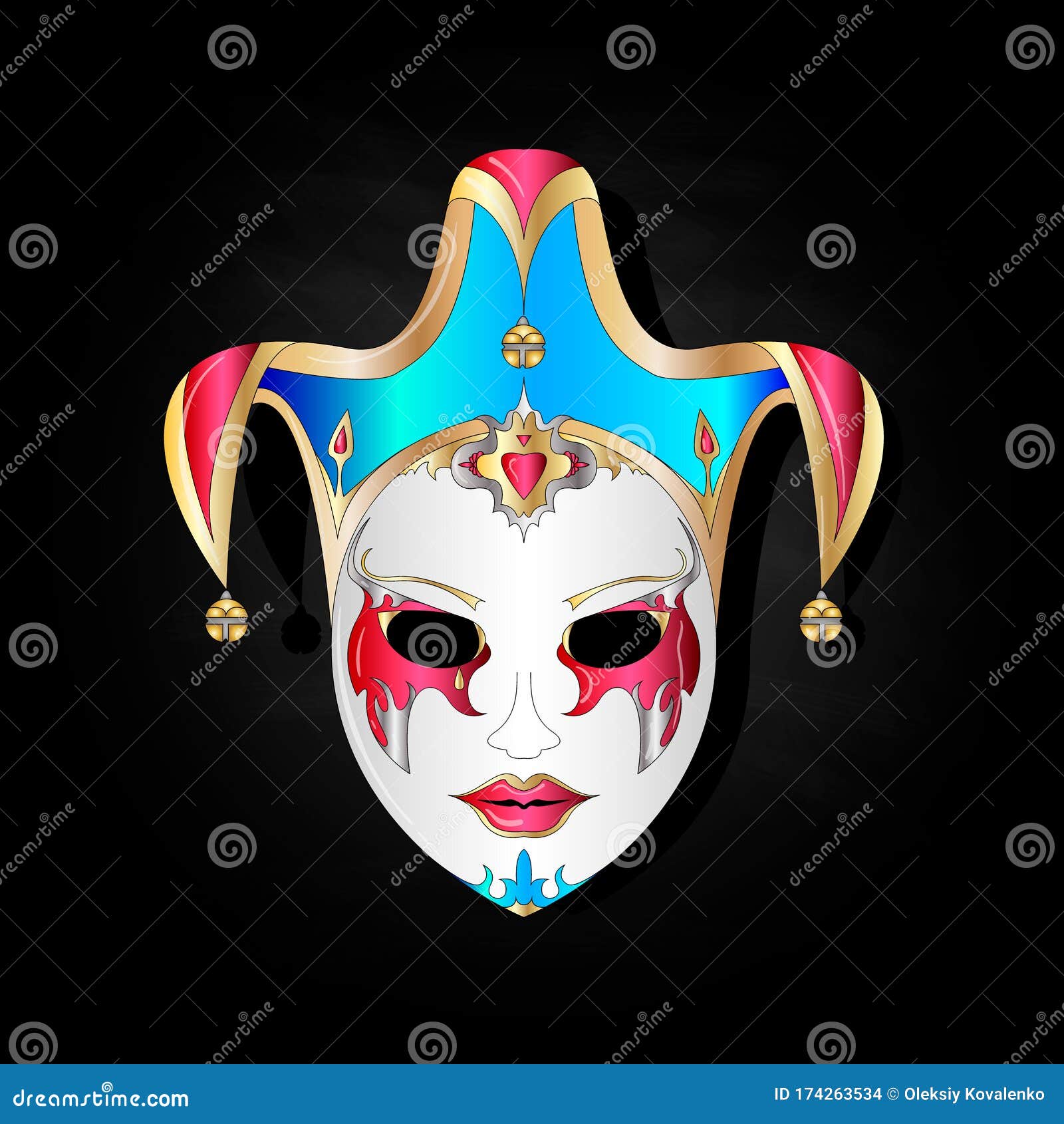 Face Mask Joker Style. Isolated Vector Illustration on White Background