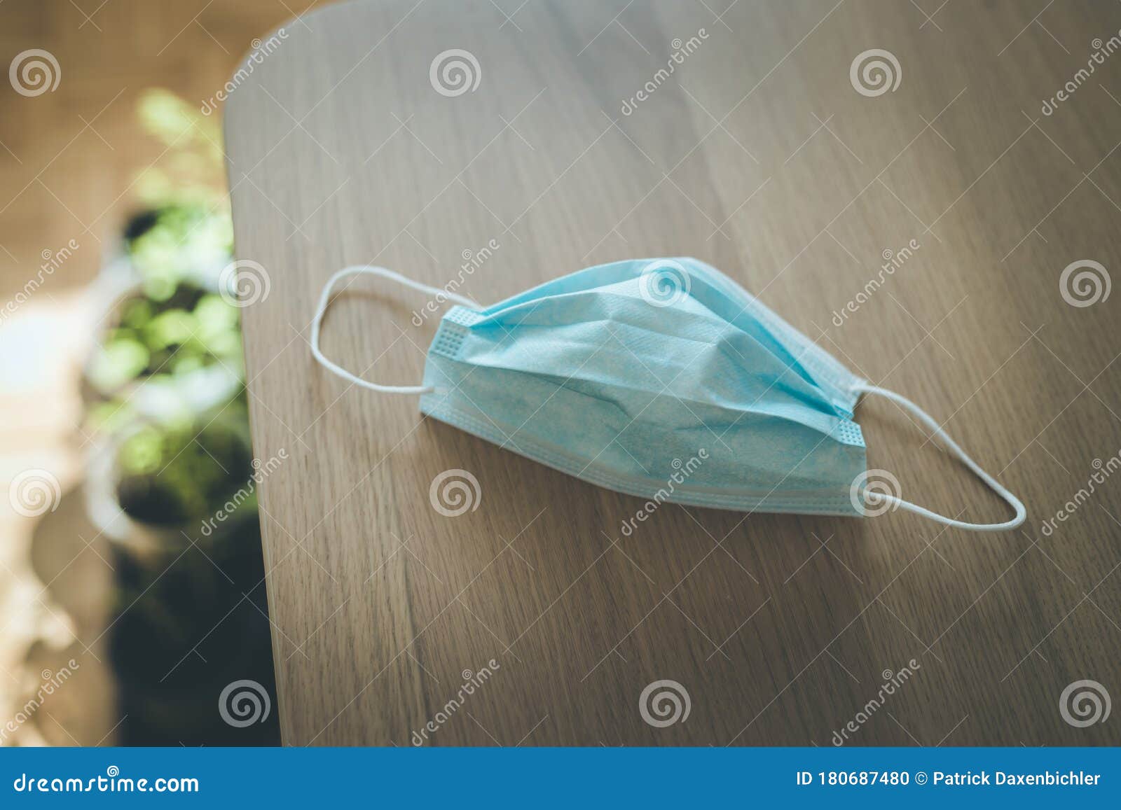 Face Mask daily Routine Concept Surgical Mask on Wooden Background
